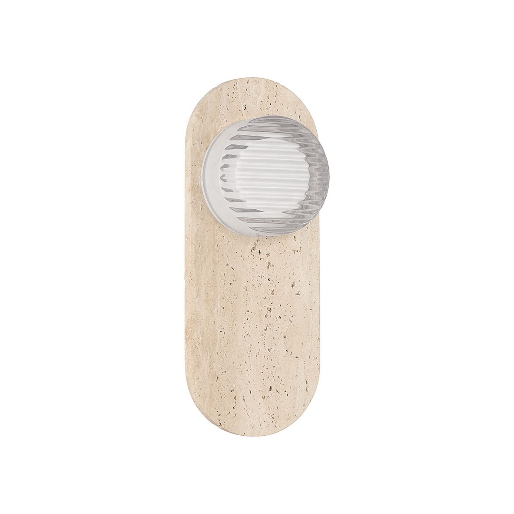 Eurofase Sternn 15 in. Outdoor Sconce, Travertine with Clear Ribbed Glass