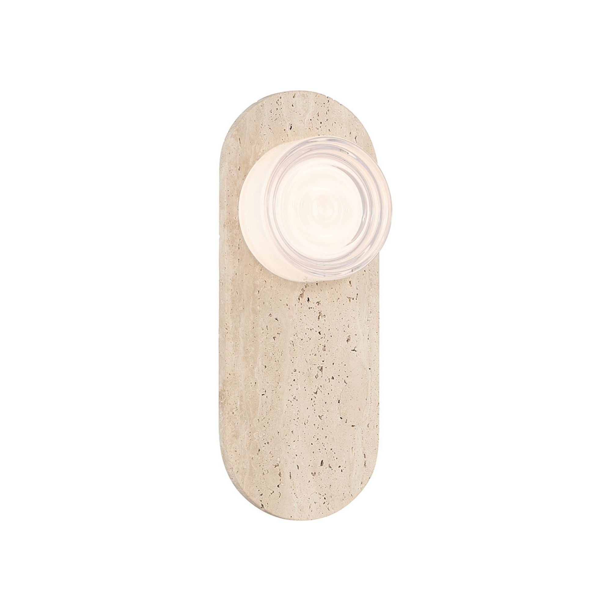 Eurofase Sternn 15 in. Outdoor Sconce, Travertine with Clear Wave Glass
