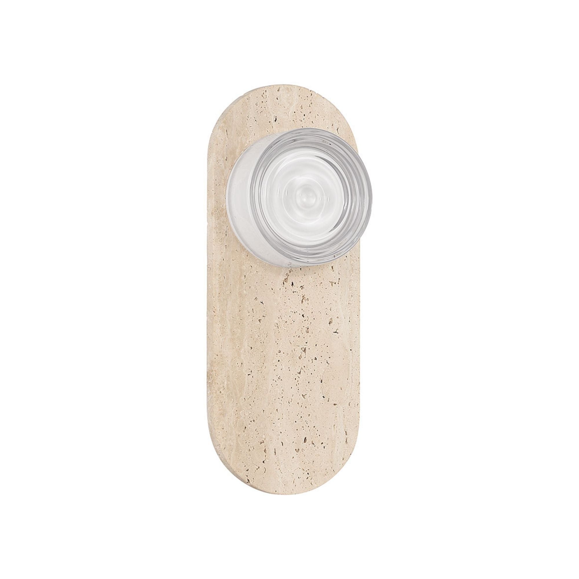 Eurofase Sternn 15 in. Outdoor Sconce, Travertine with Clear Wave Glass