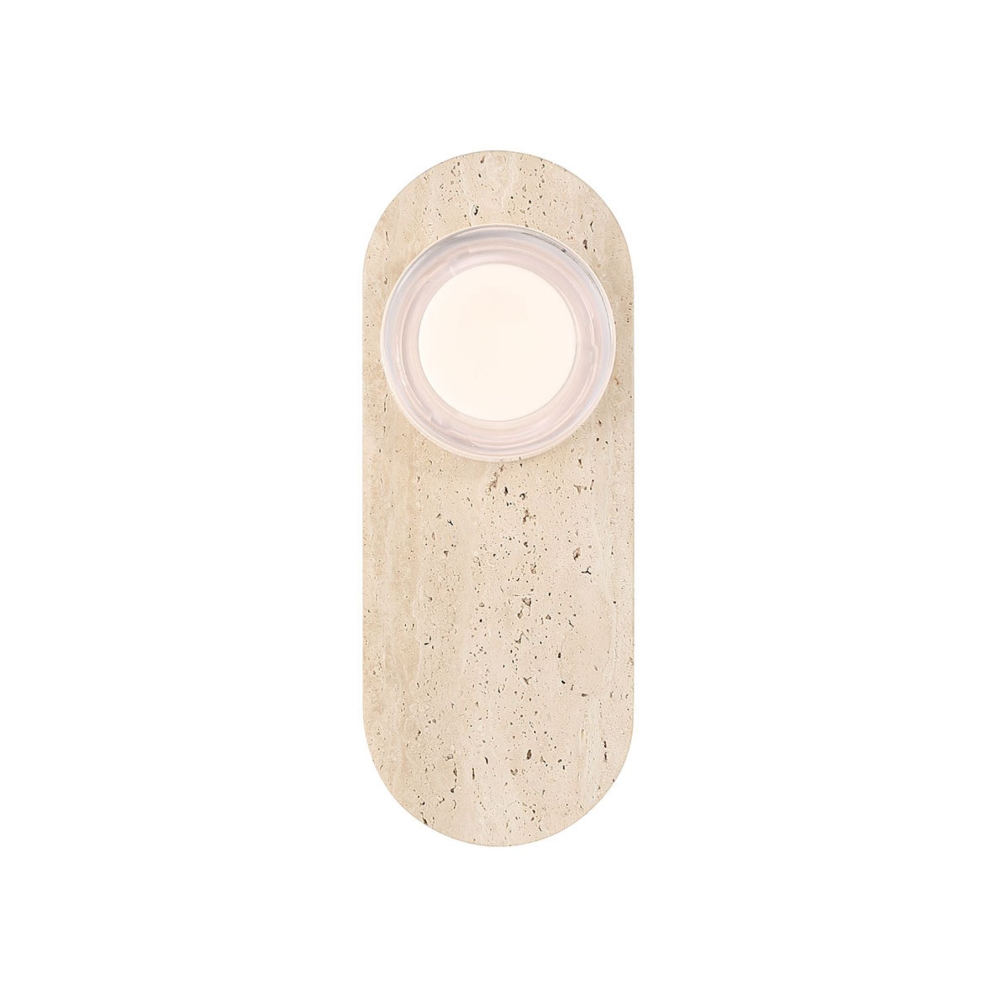 Eurofase Sternn Outdoor Sconce, Travertine with Clear Smooth Glass