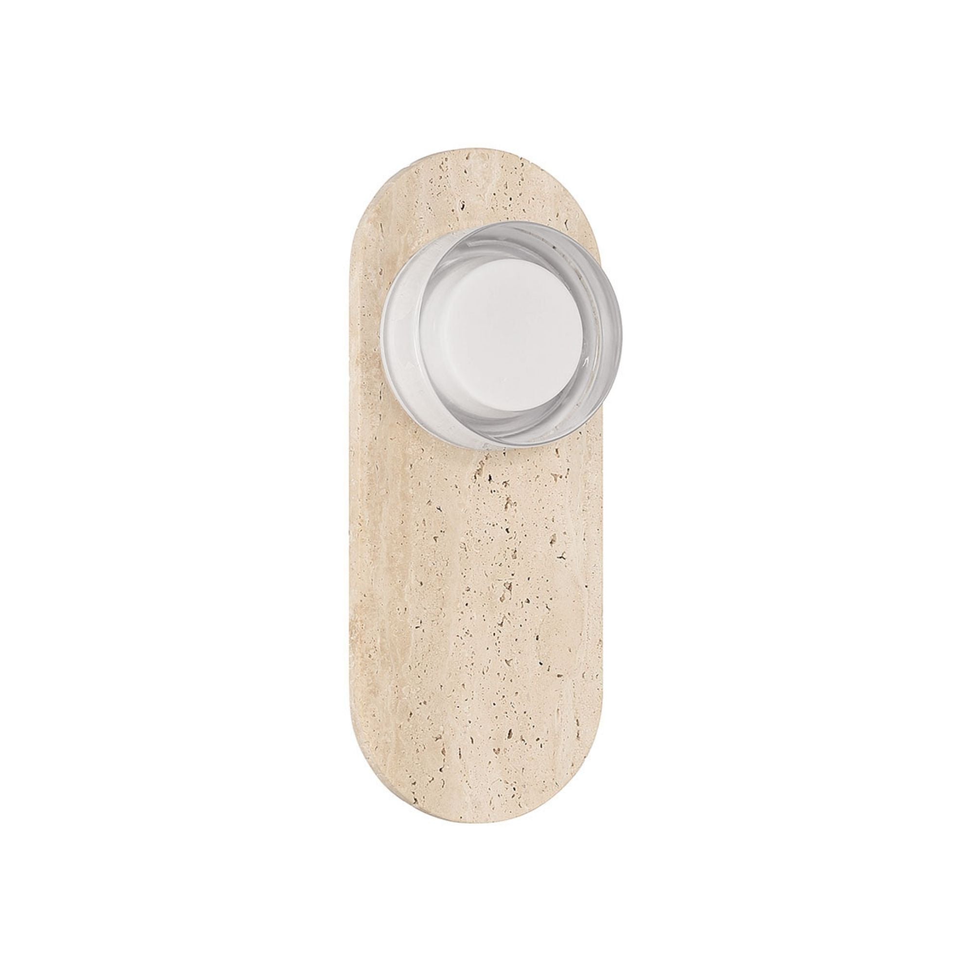 Eurofase Sternn Outdoor Sconce, Travertine with Clear Smooth Glass