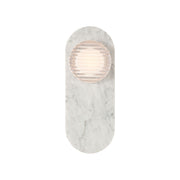 Eurofase Sternn Outdoor Sconce, Marble White with Clear Ribbed Glass