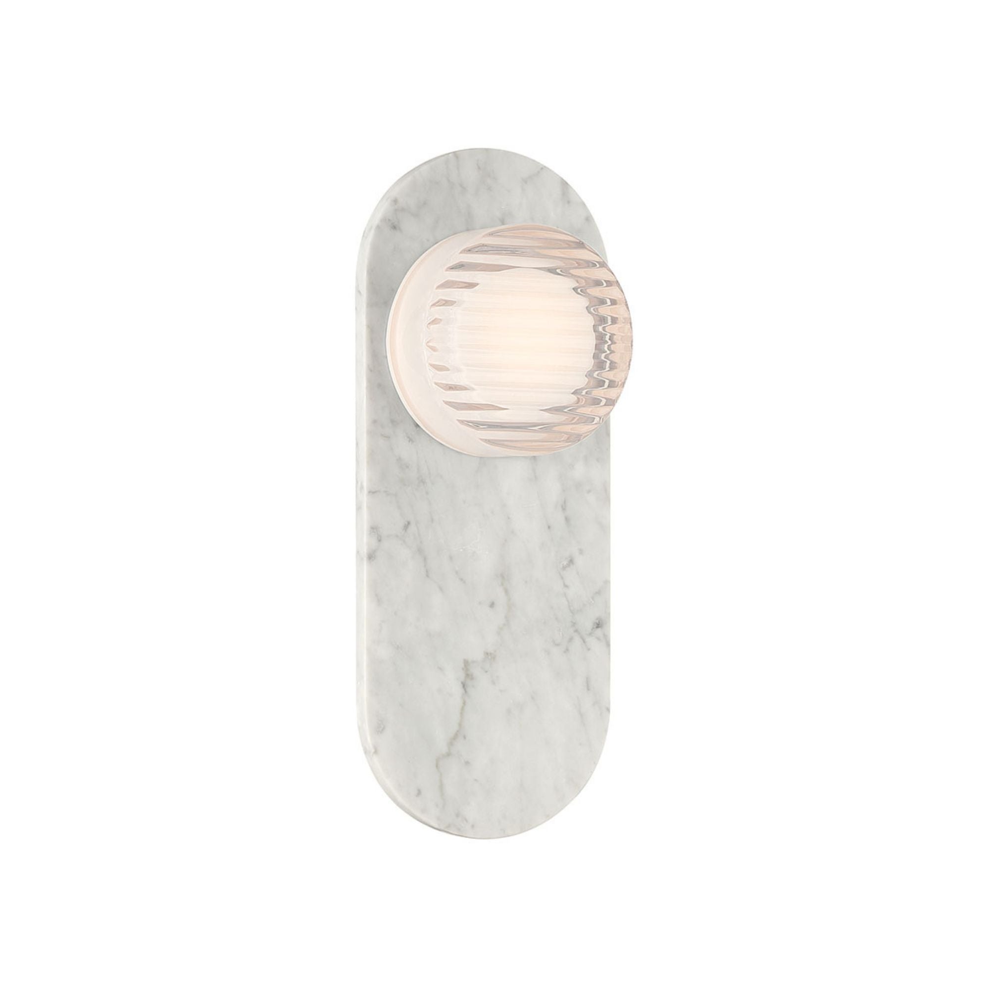 Eurofase Sternn Outdoor Sconce, Marble White with Clear Ribbed Glass