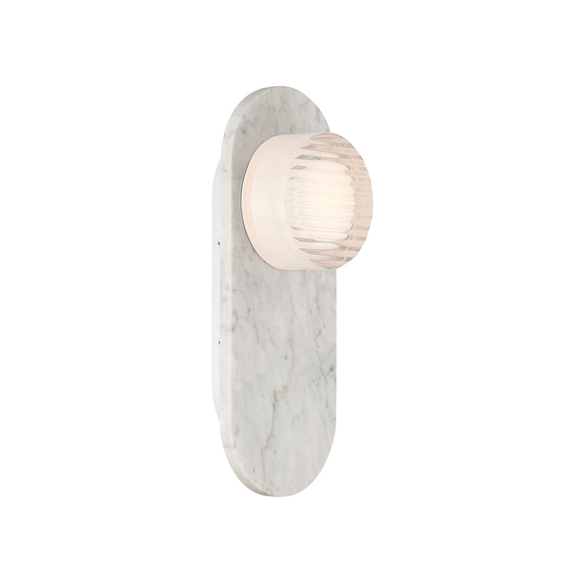 Eurofase Sternn Outdoor Sconce, Marble White with Clear Ribbed Glass
