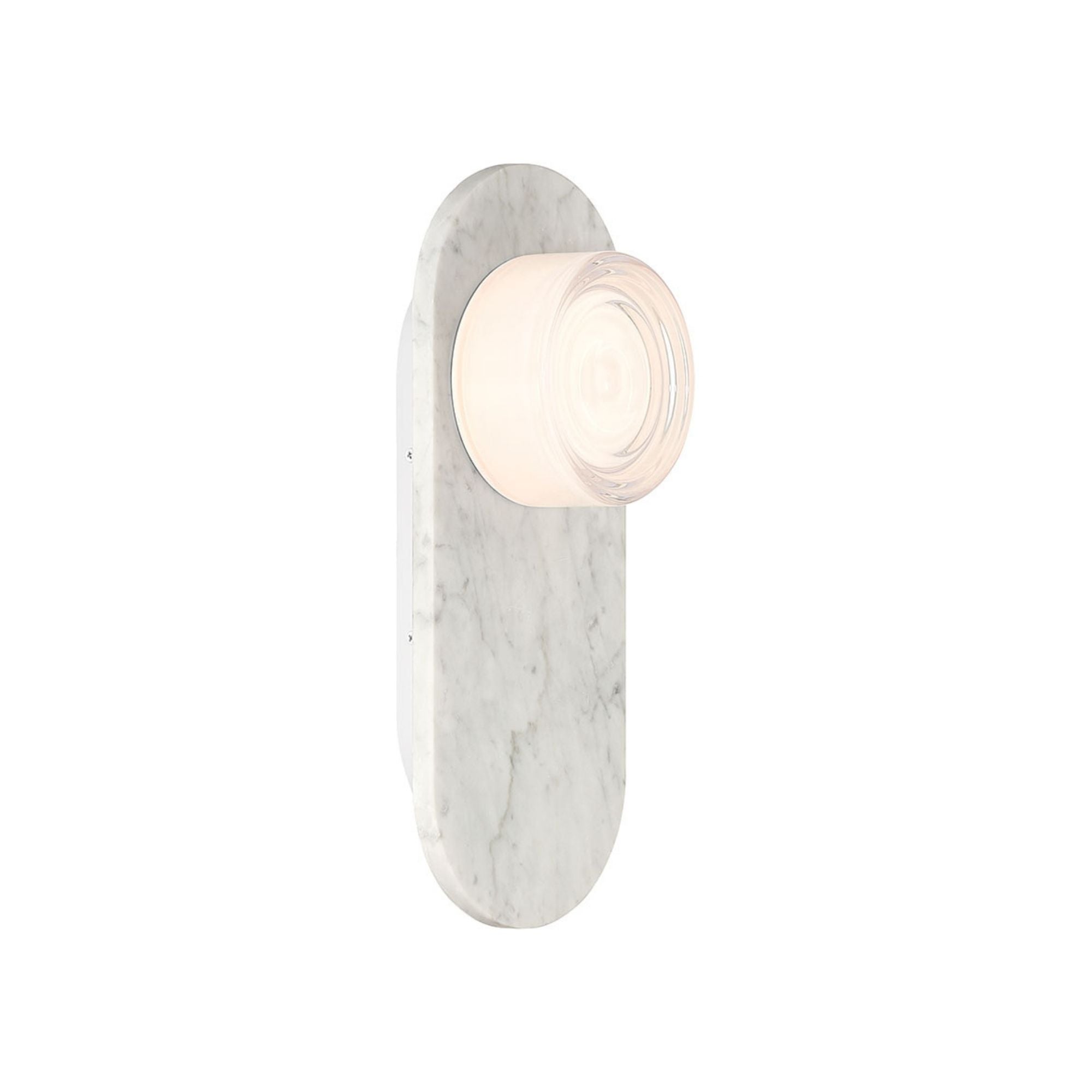 Eurofase Sternn Outdoor Sconce, Marble White with Clear Wave Glass
