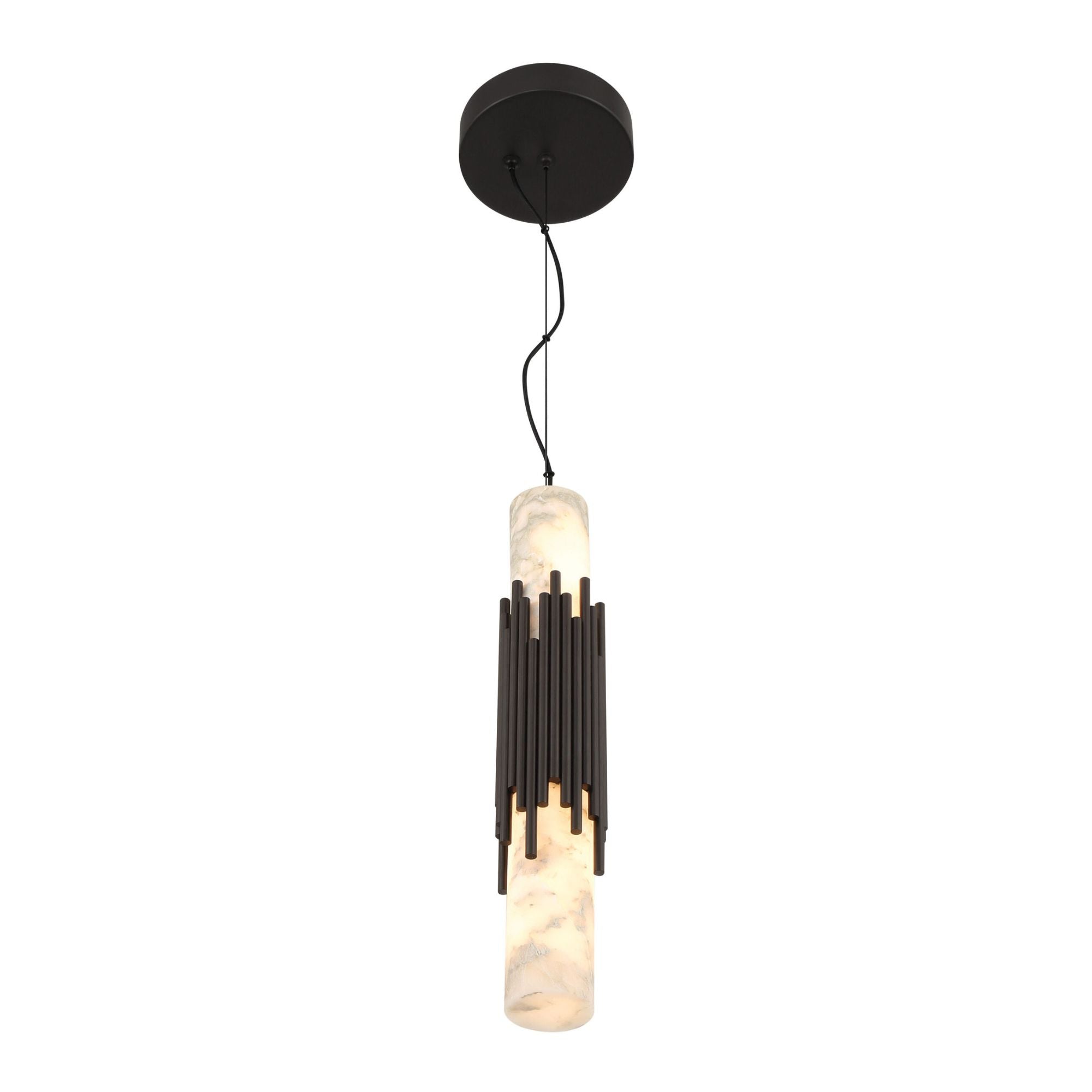 Eurofase Venna 16.5 in. Pendant Light, Urban Bronze with Genuine Alabaster