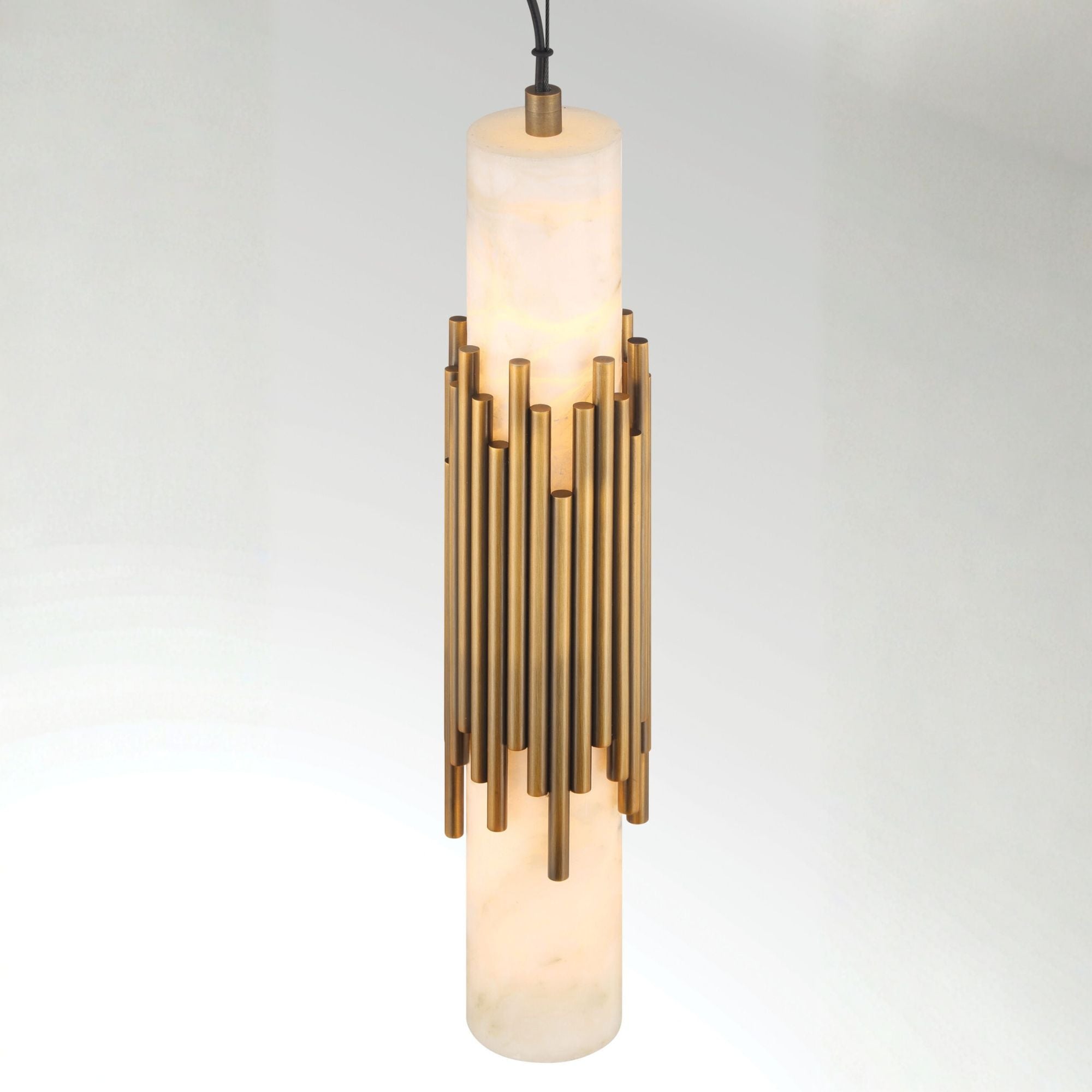 Eurofase Venna 16.5 in. Pendant Light, Antique Brass with Genuine Alabaster