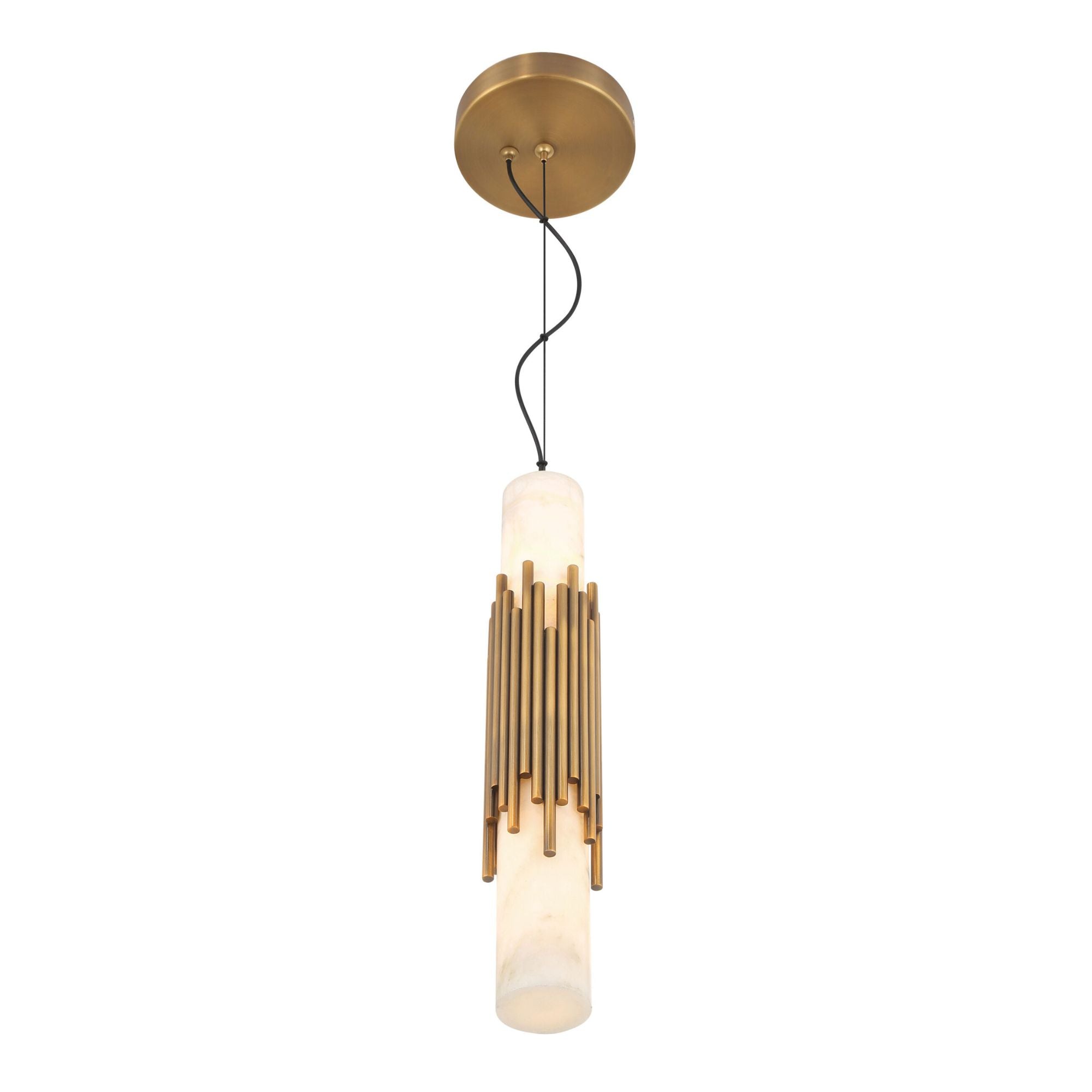 Eurofase Venna 16.5 in. Pendant Light, Antique Brass with Genuine Alabaster