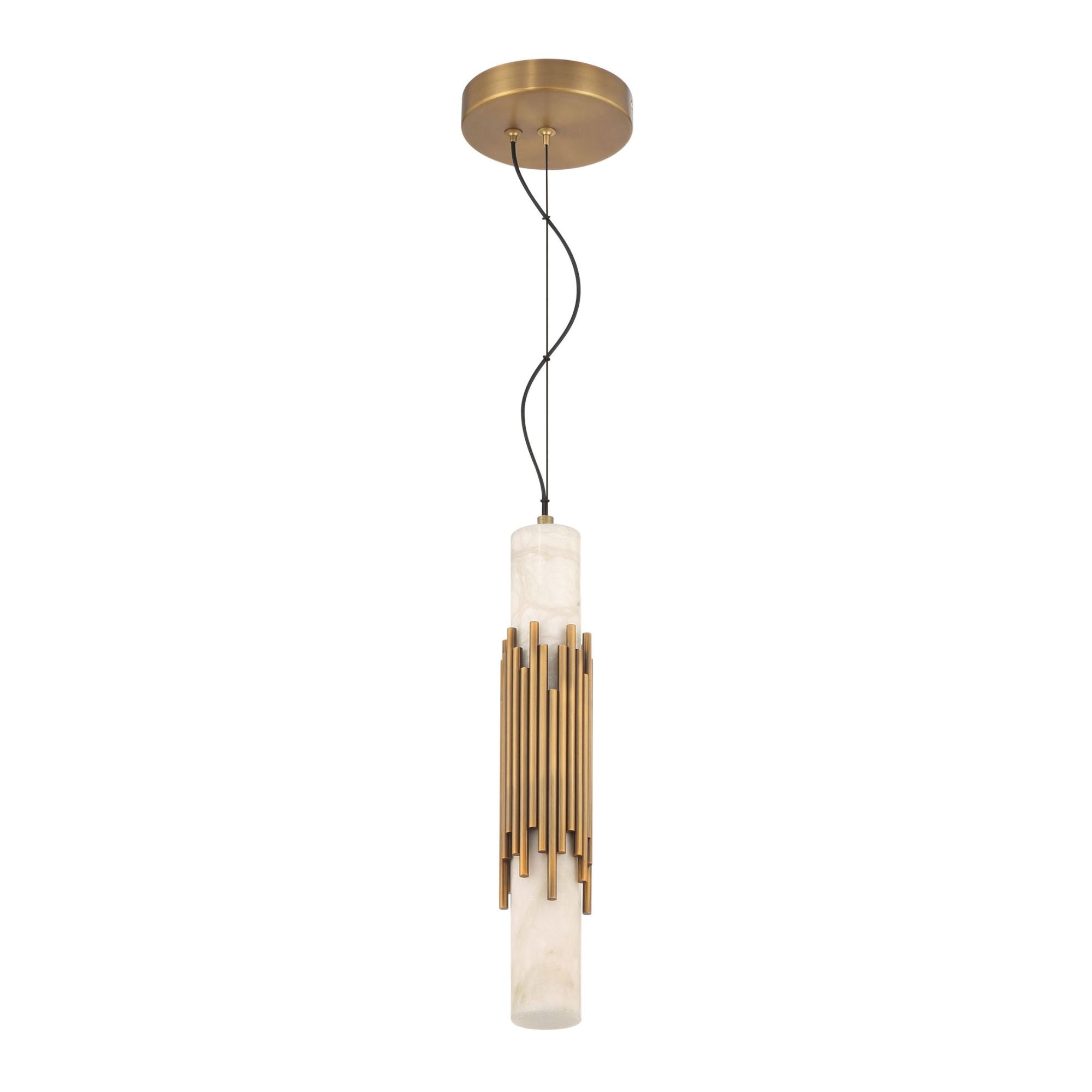 Eurofase Venna 16.5 in. Pendant Light, Antique Brass with Genuine Alabaster