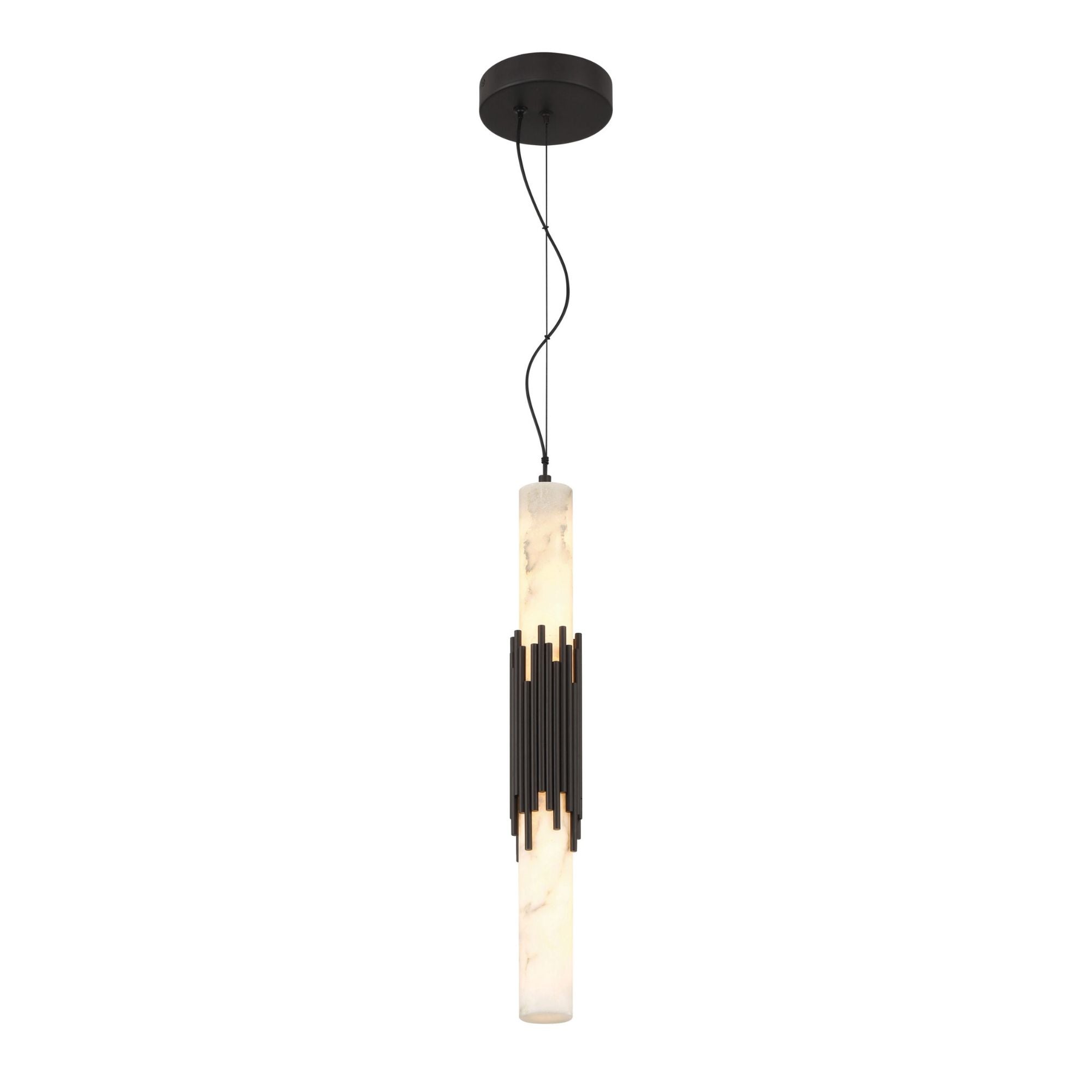 Eurofase Venna 22.5 in. Pendant Light, Urban Bronze with Genuine Alabaster