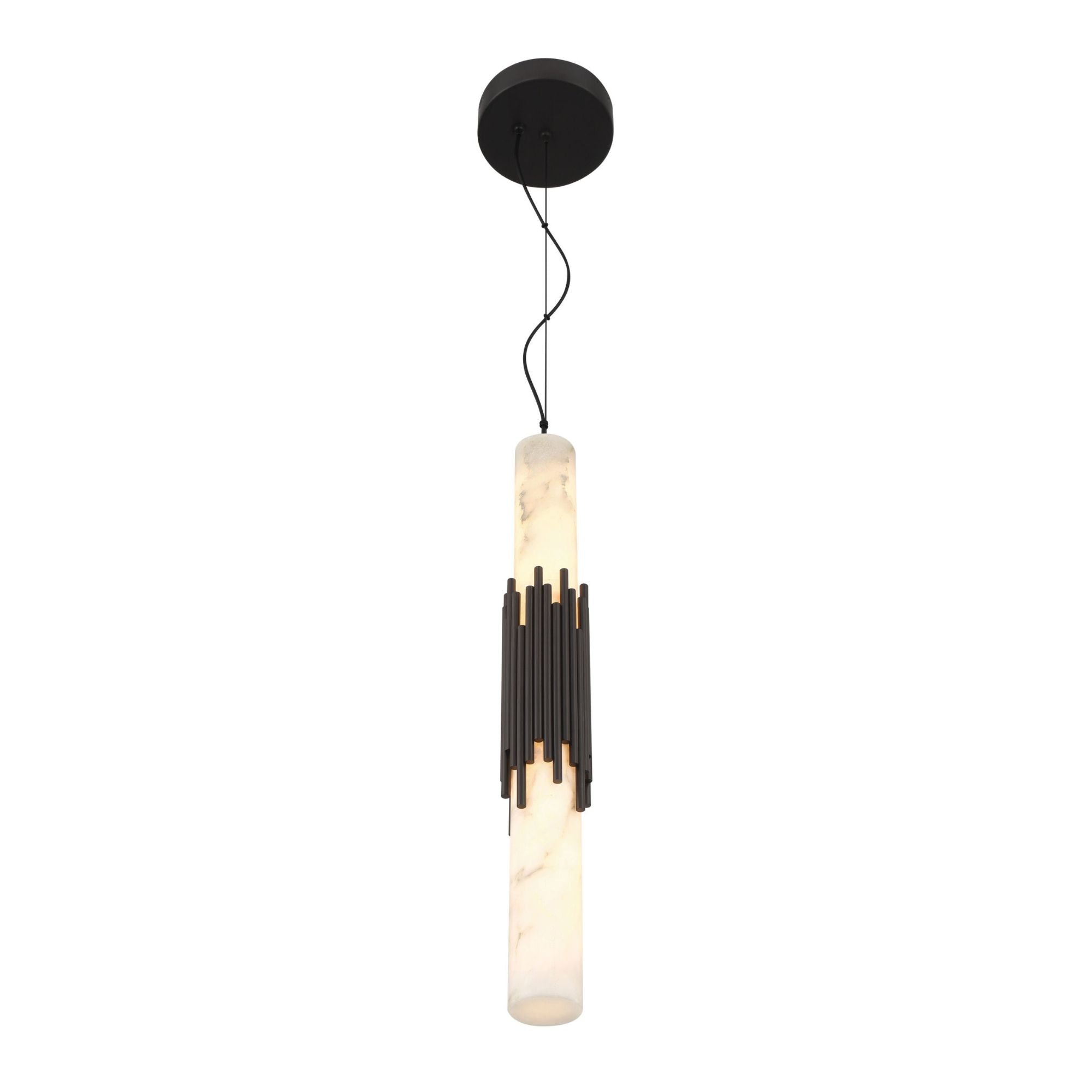 Eurofase Venna 22.5 in. Pendant Light, Urban Bronze with Genuine Alabaster