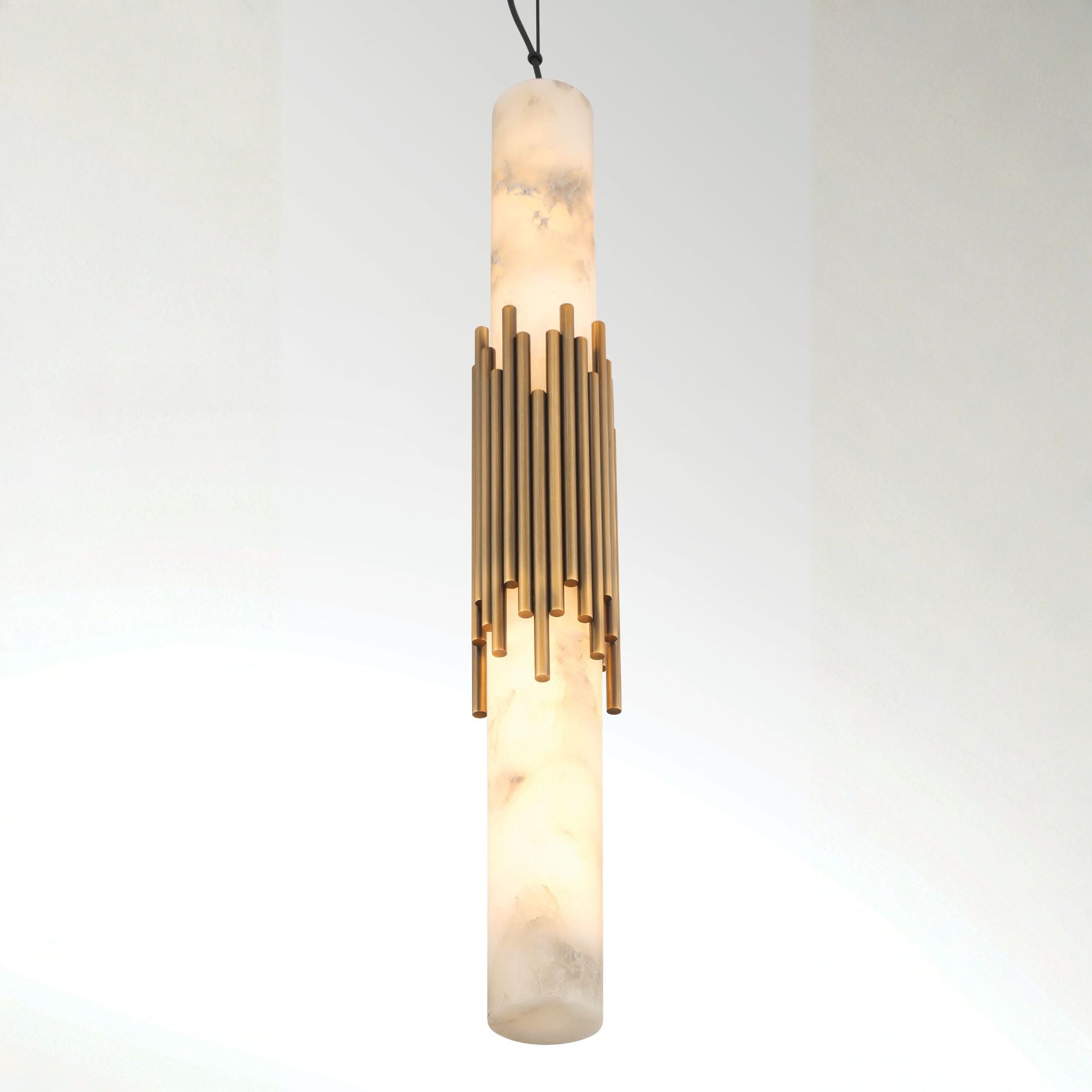 Eurofase Venna 22.5 in. Pendant Light, Antique Brass with Genuine Alabaster