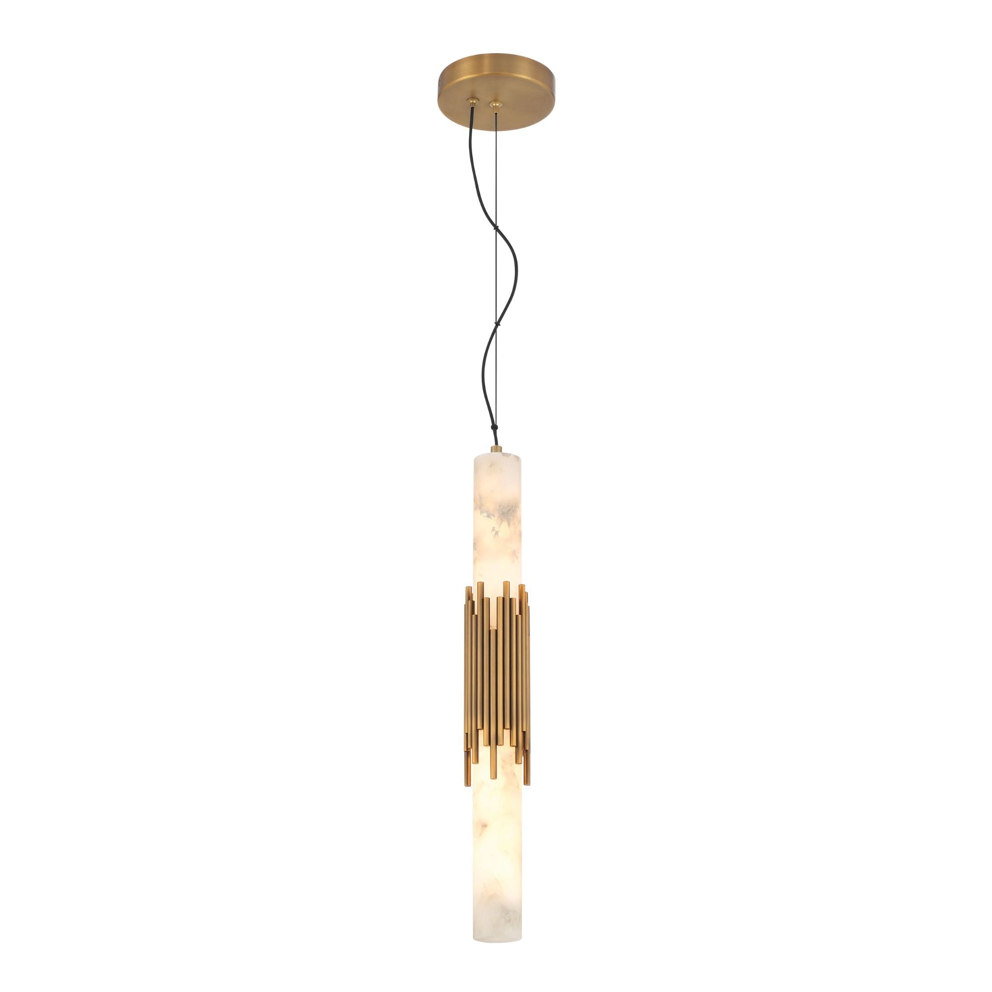 Eurofase Venna 22.5 in. Pendant Light, Antique Brass with Genuine Alabaster