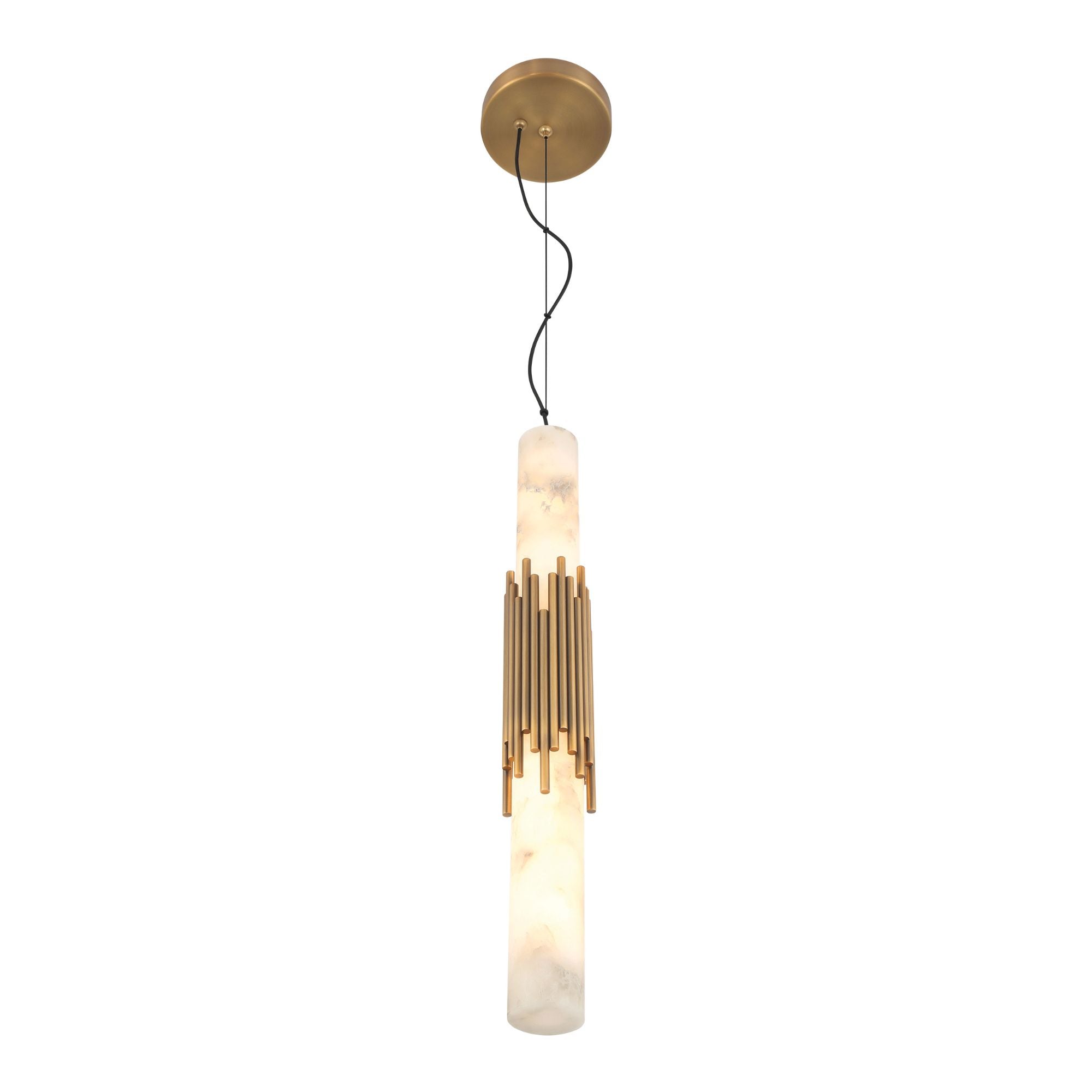 Eurofase Venna 22.5 in. Pendant Light, Antique Brass with Genuine Alabaster