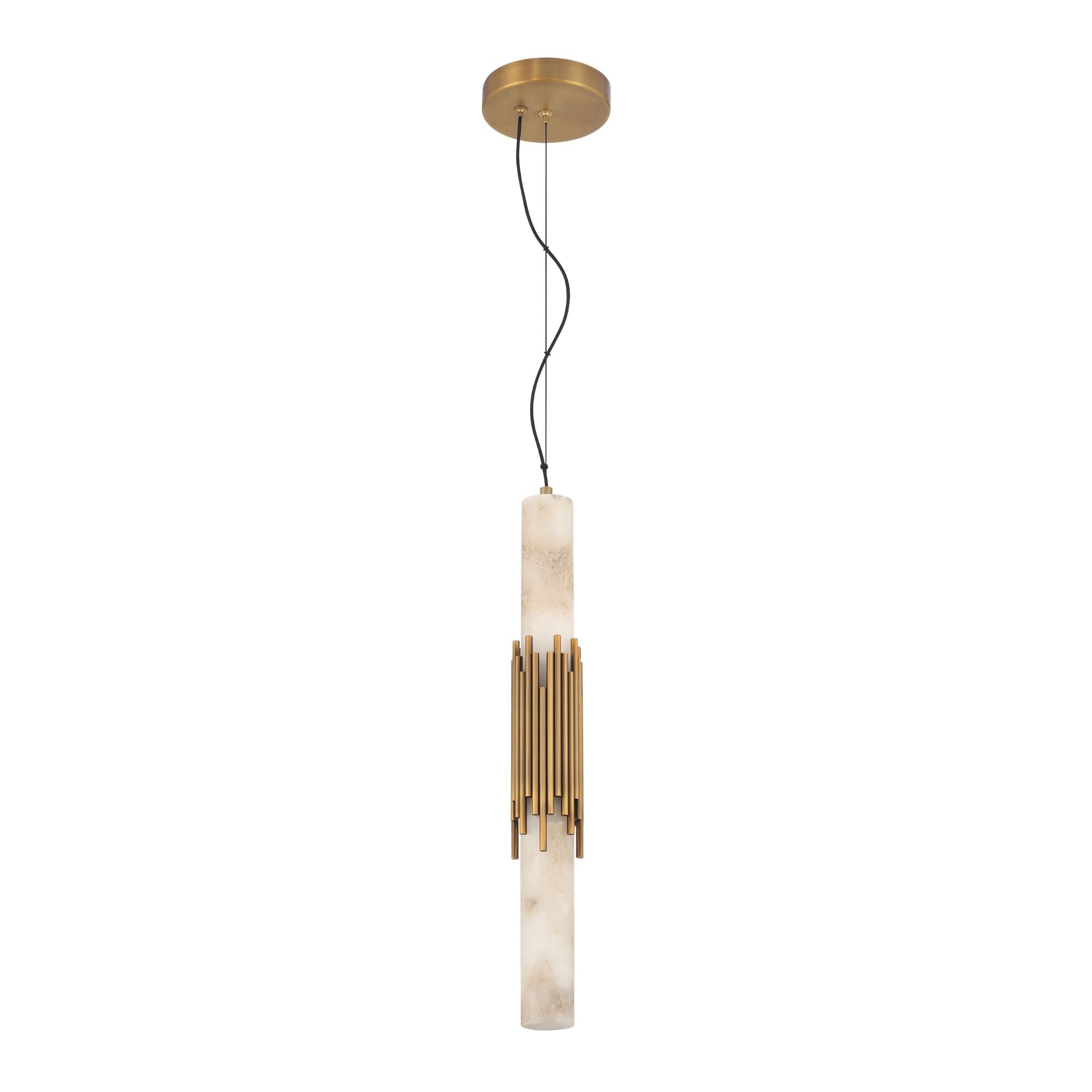 Eurofase Venna 22.5 in. Pendant Light, Antique Brass with Genuine Alabaster