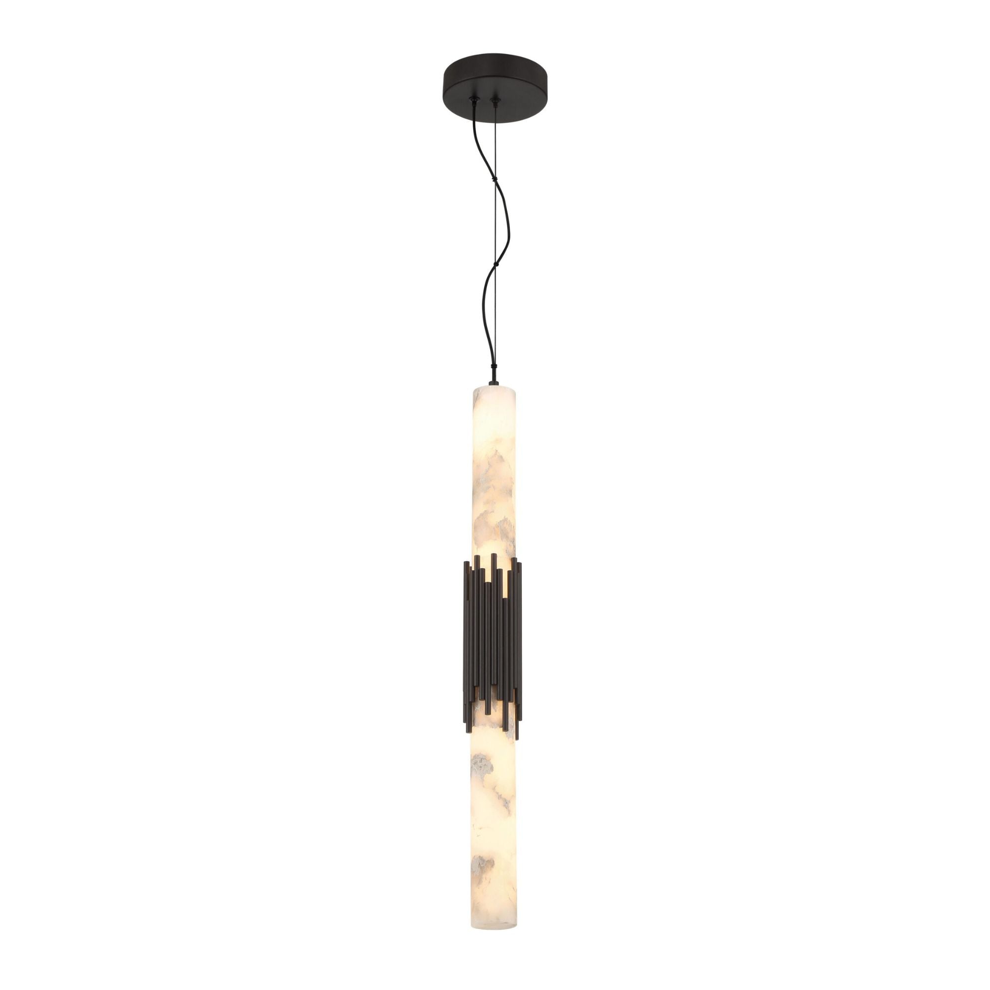 Eurofase Venna 28.5 in. Pendant Light, Urban Bronze with Genuine Alabaster