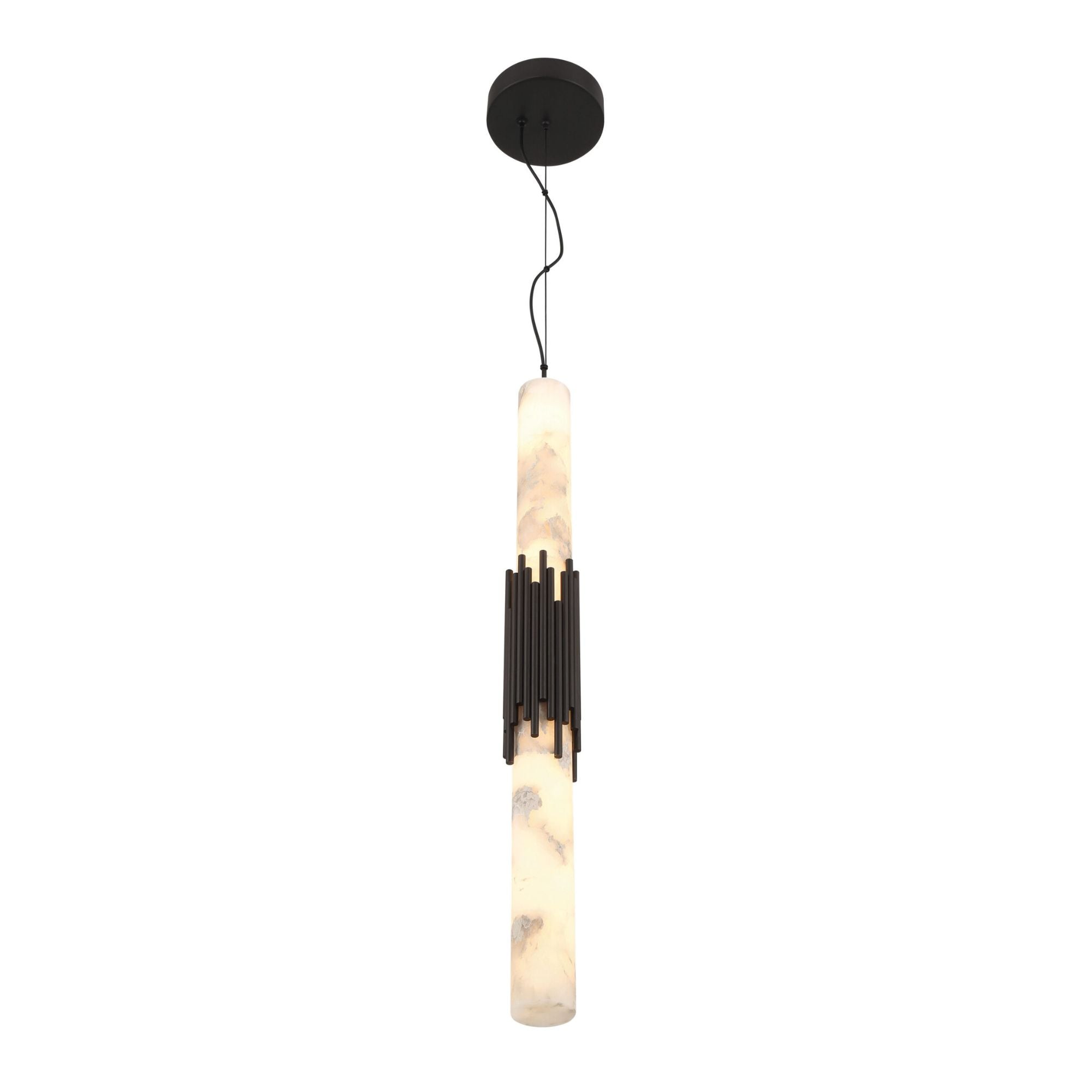 Eurofase Venna 28.5 in. Pendant Light, Urban Bronze with Genuine Alabaster