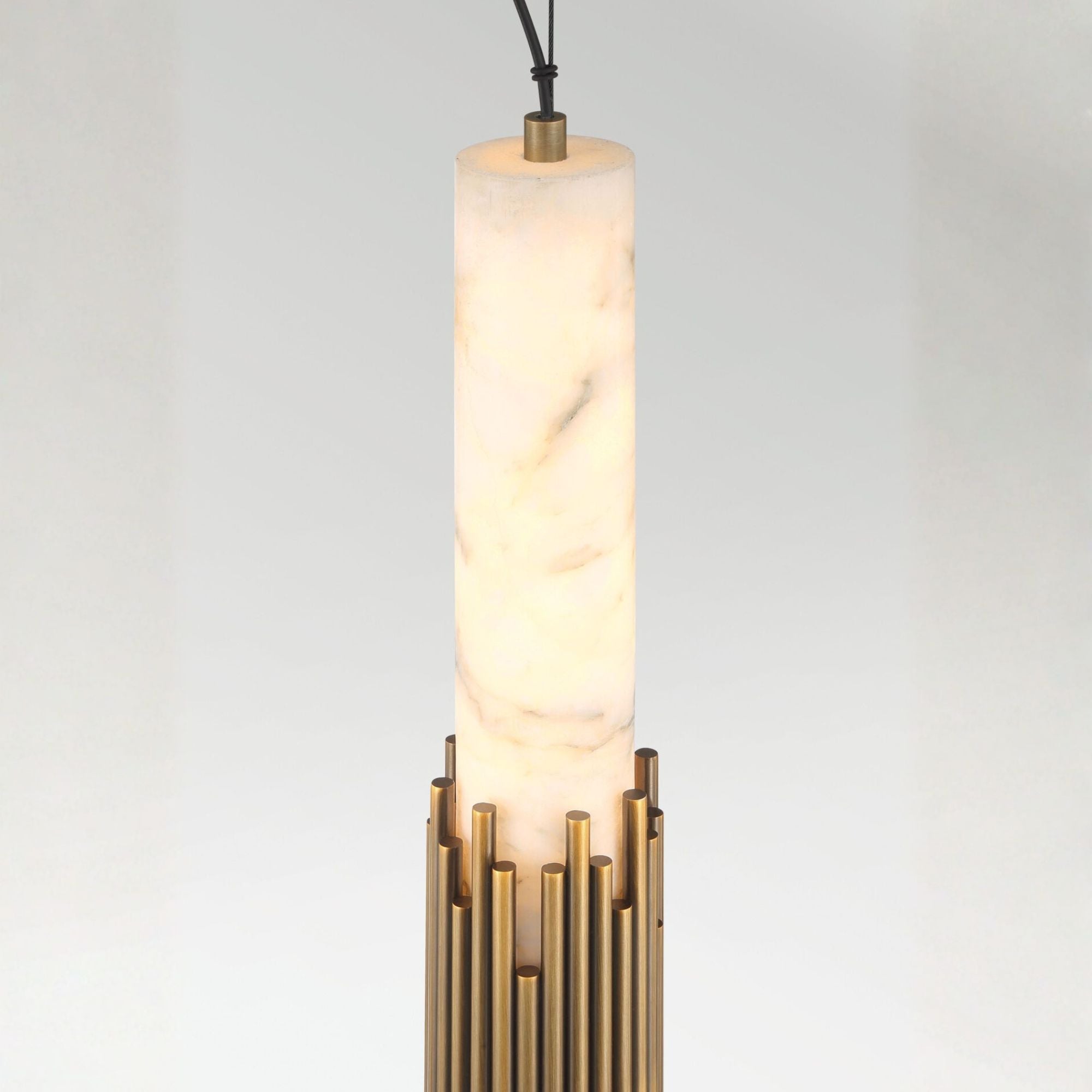 Eurofase Venna 28.5 in. Pendant Light, Antique Brass with Genuine Alabaster