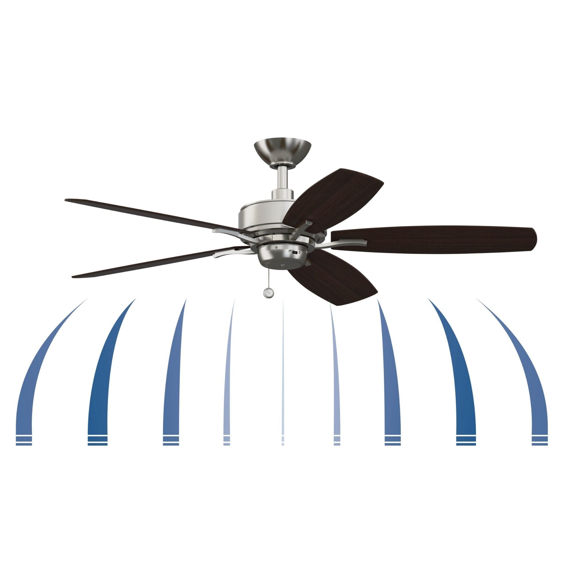 Aire Deluxe 52" Brushed Nickel Ceiling Fan with Pull Chain