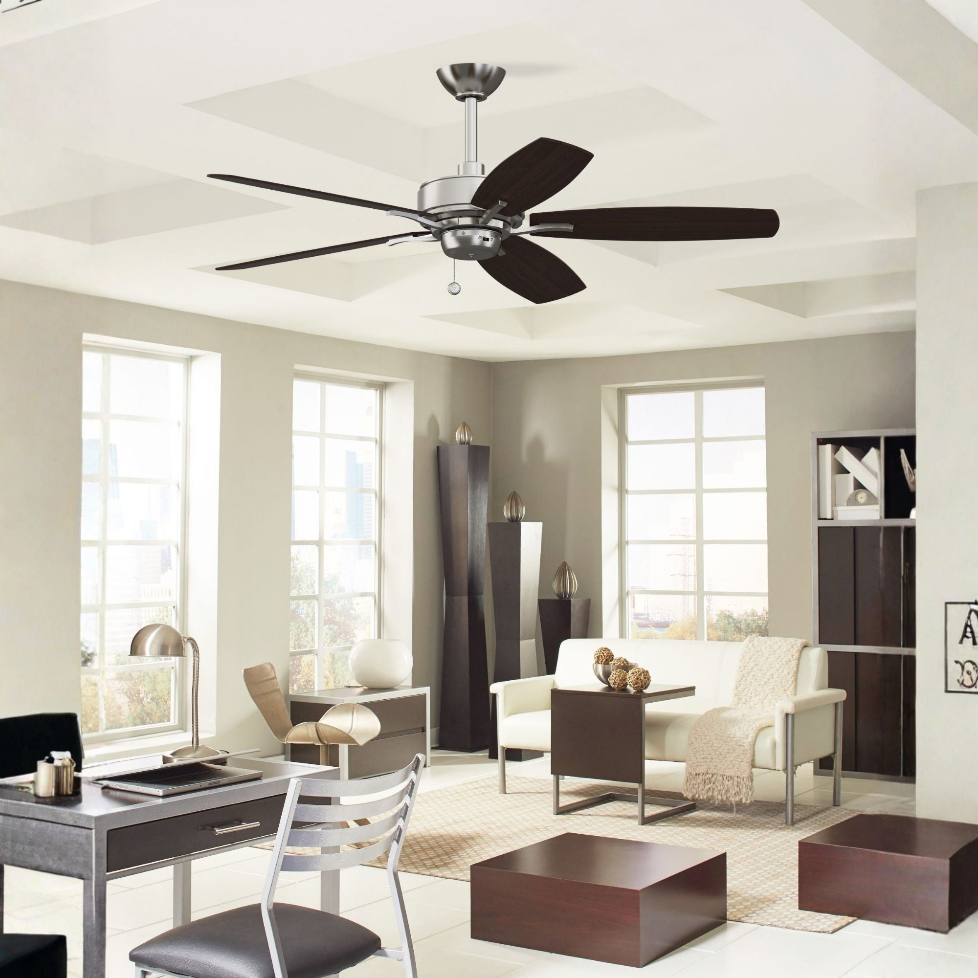 Aire Deluxe 52" Brushed Nickel Ceiling Fan with Pull Chain
