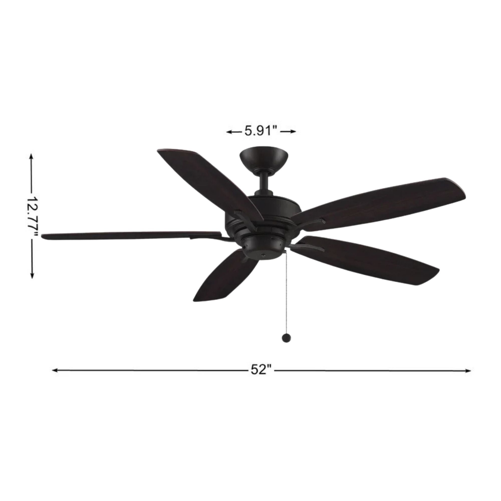Aire Deluxe 52" Dark Bronze Ceiling Fan with Pull Chain