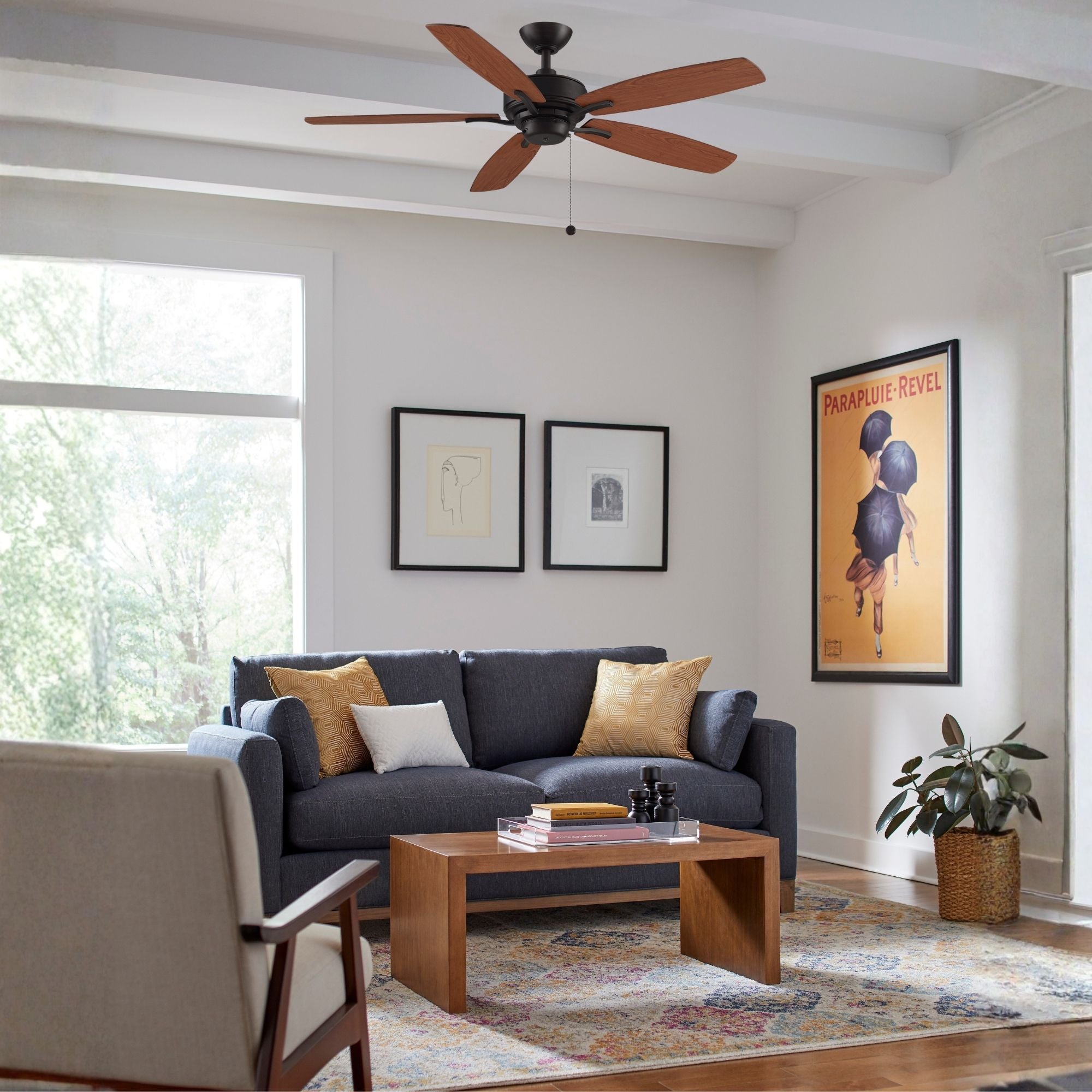 Aire Deluxe 52" Dark Bronze Ceiling Fan with Pull Chain