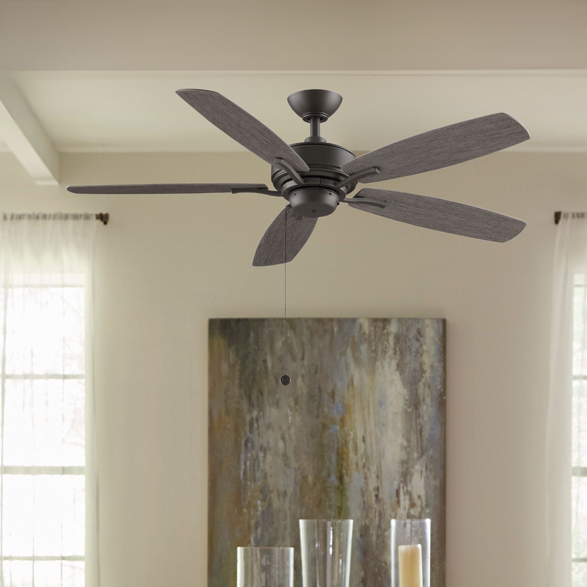 Aire Deluxe 52" Matte Greige Ceiling Fan with Pull Chain