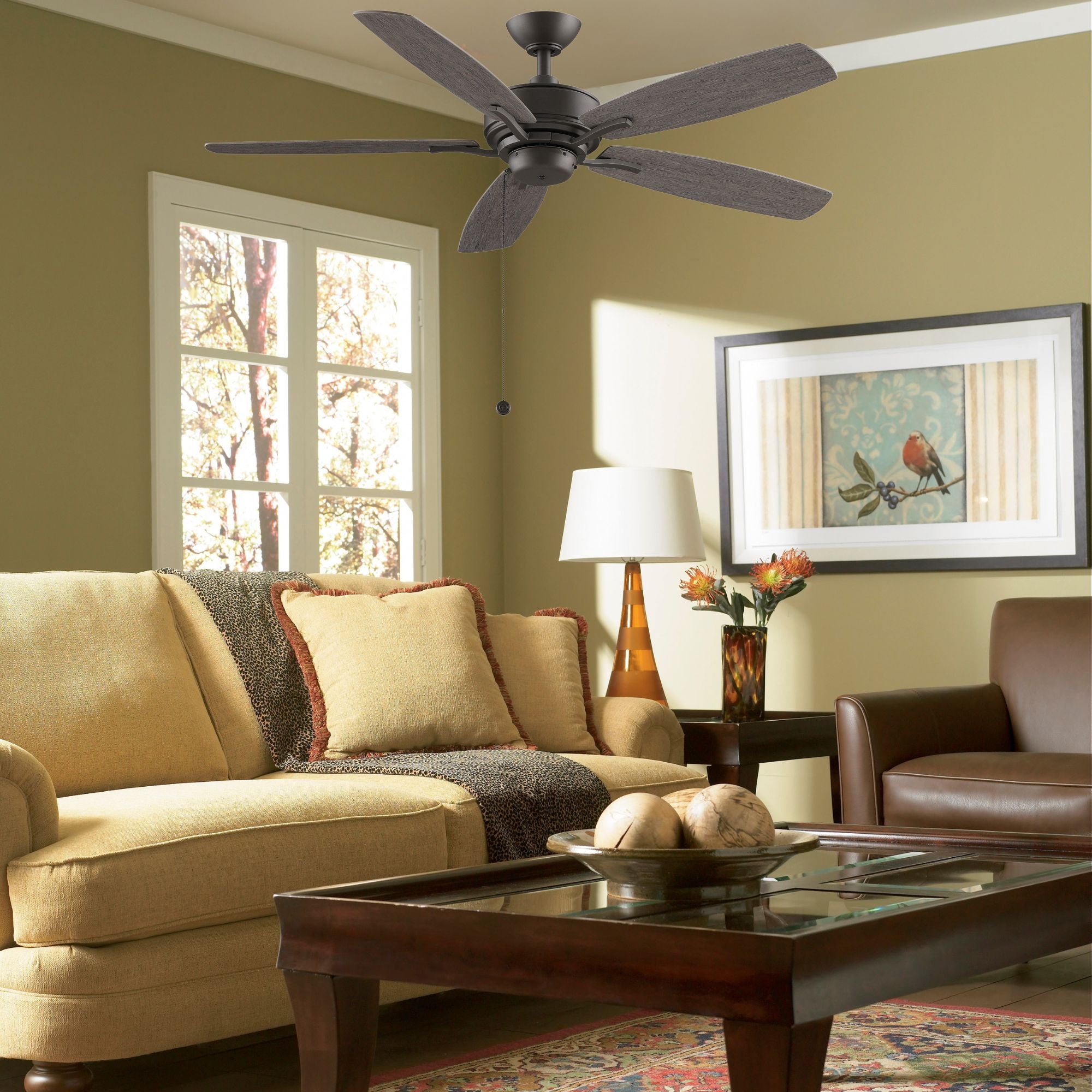 Aire Deluxe 52" Matte Greige Ceiling Fan with Pull Chain