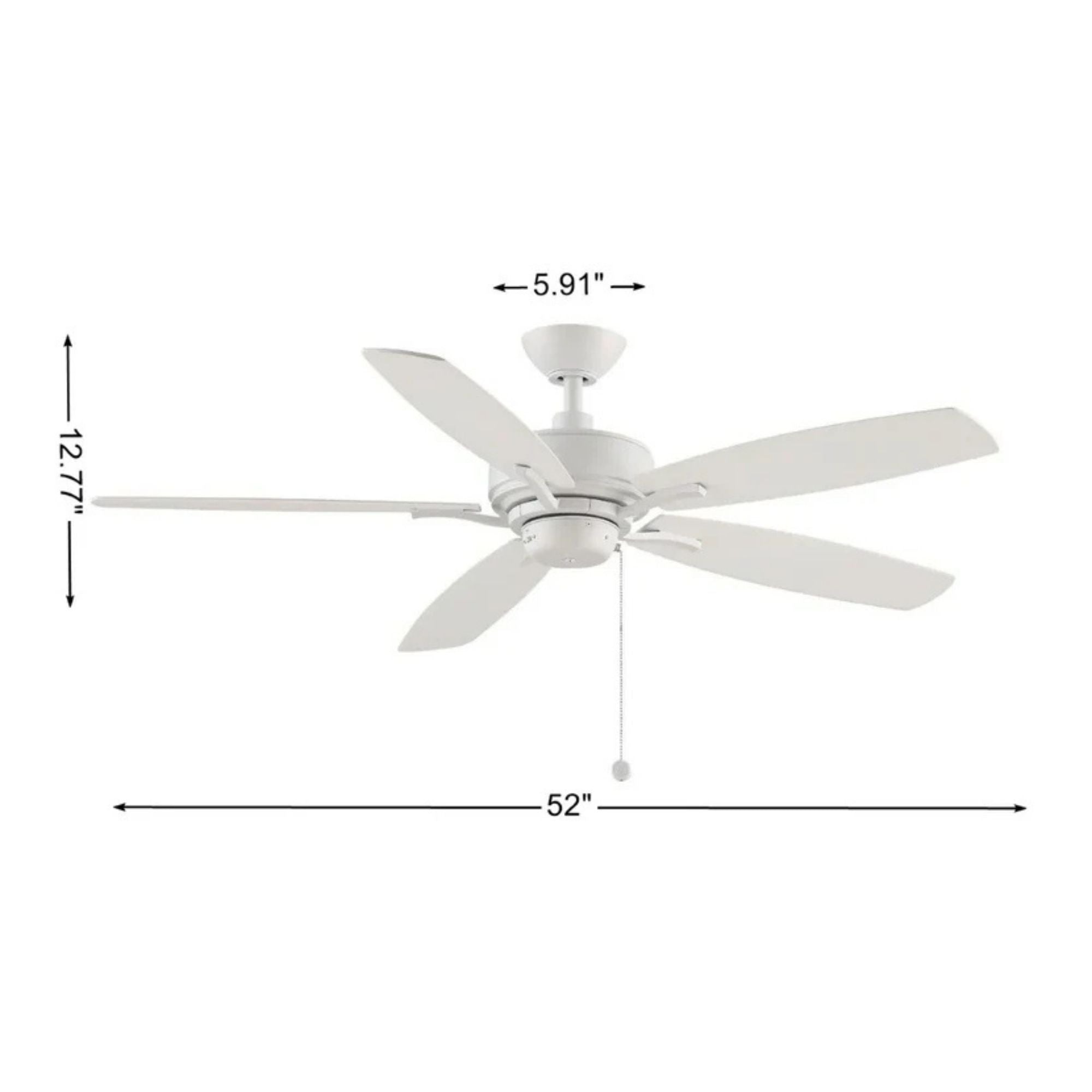 Aire Deluxe 52" Matte White Ceiling Fan with Pull Chain