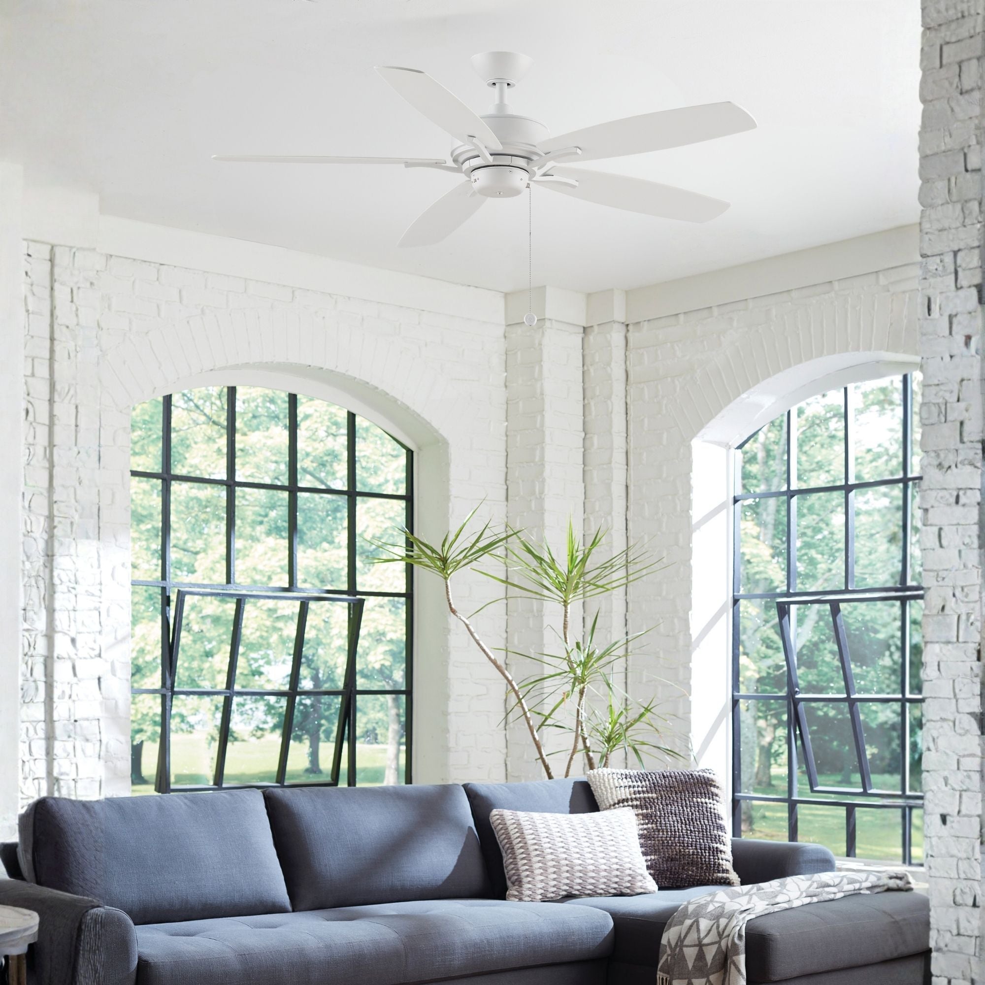 Aire Deluxe 52" Matte White Ceiling Fan with Pull Chain