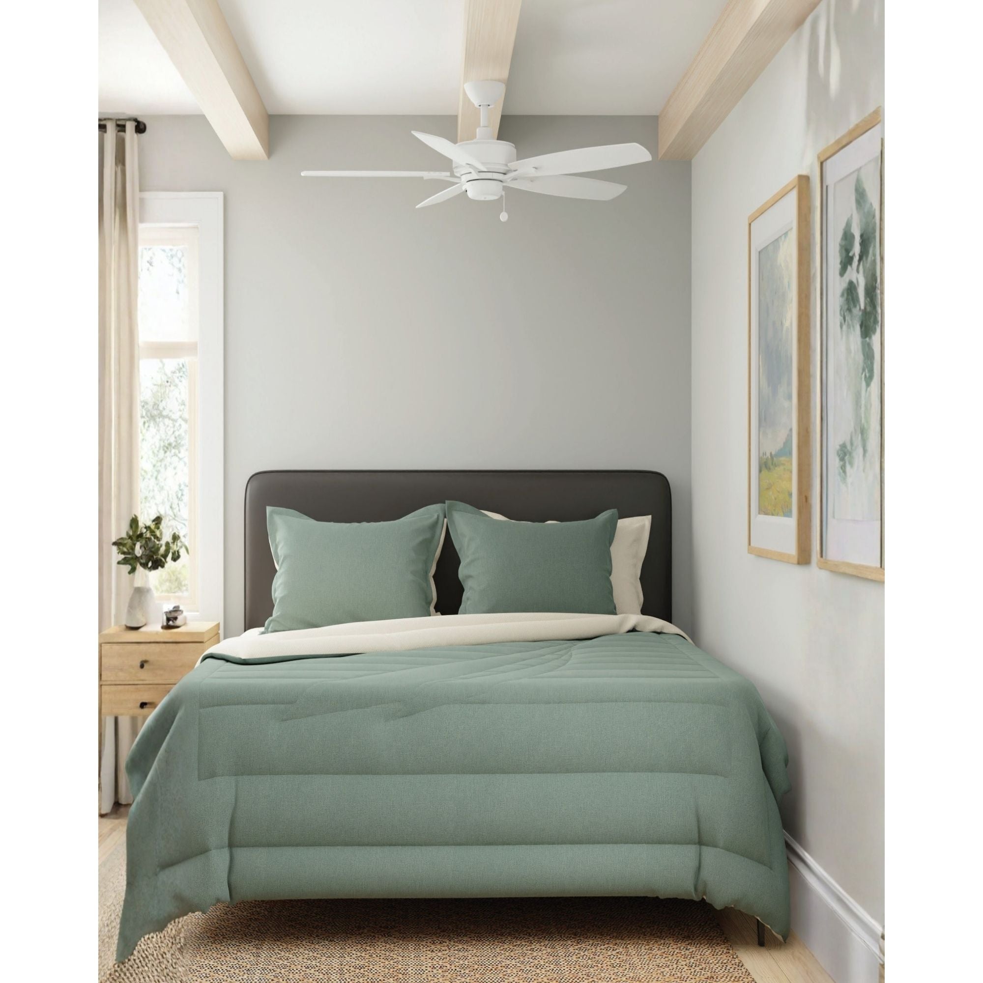 Aire Deluxe 52" Matte White Ceiling Fan with Pull Chain