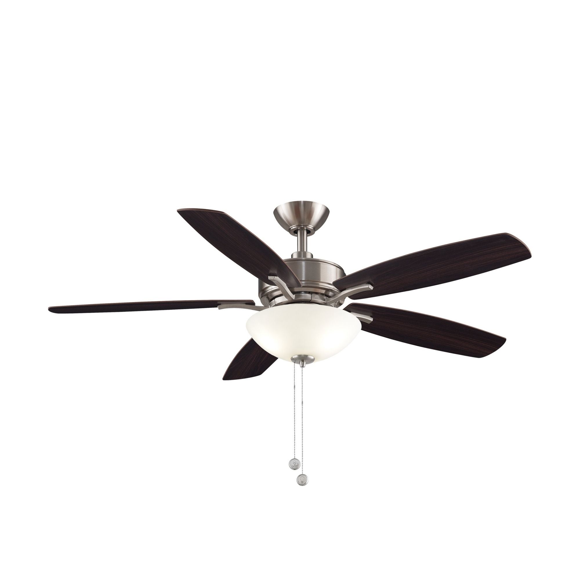 Aire Deluxe 52" Brushed Nickel Ceiling Fan with Light Kit and Pull Chain
