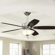 Aire Deluxe 52" Brushed Nickel Ceiling Fan with Light Kit and Pull Chain