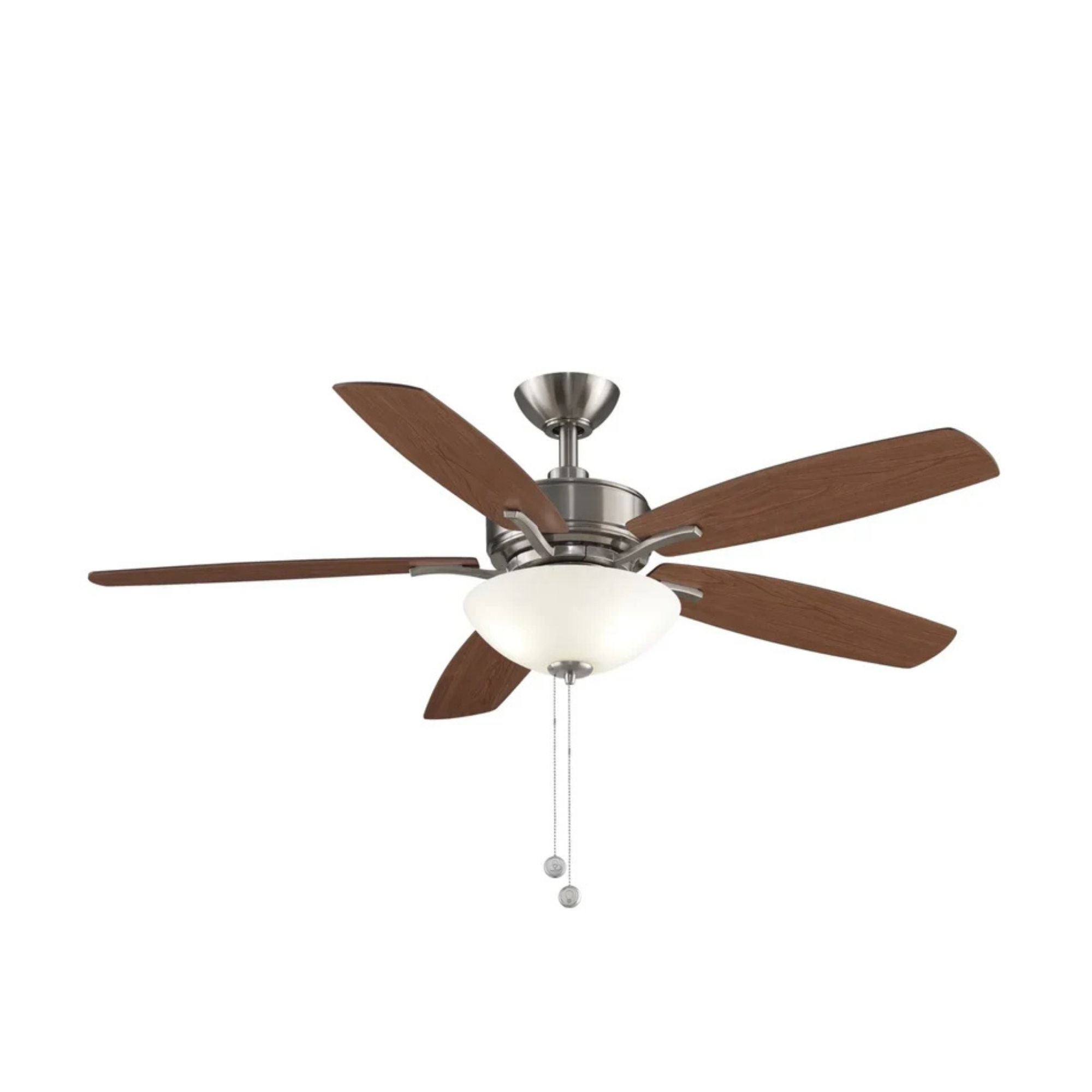 Aire Deluxe 52" Brushed Nickel Ceiling Fan with Light Kit and Pull Chain
