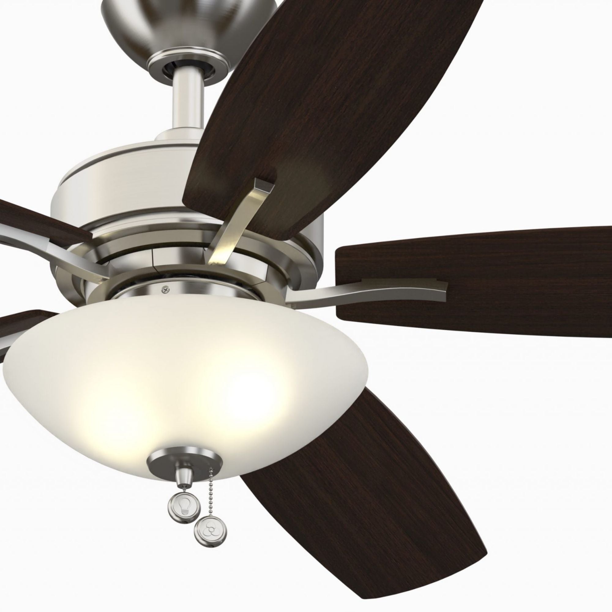 Aire Deluxe 52" Brushed Nickel Ceiling Fan with Light Kit and Pull Chain