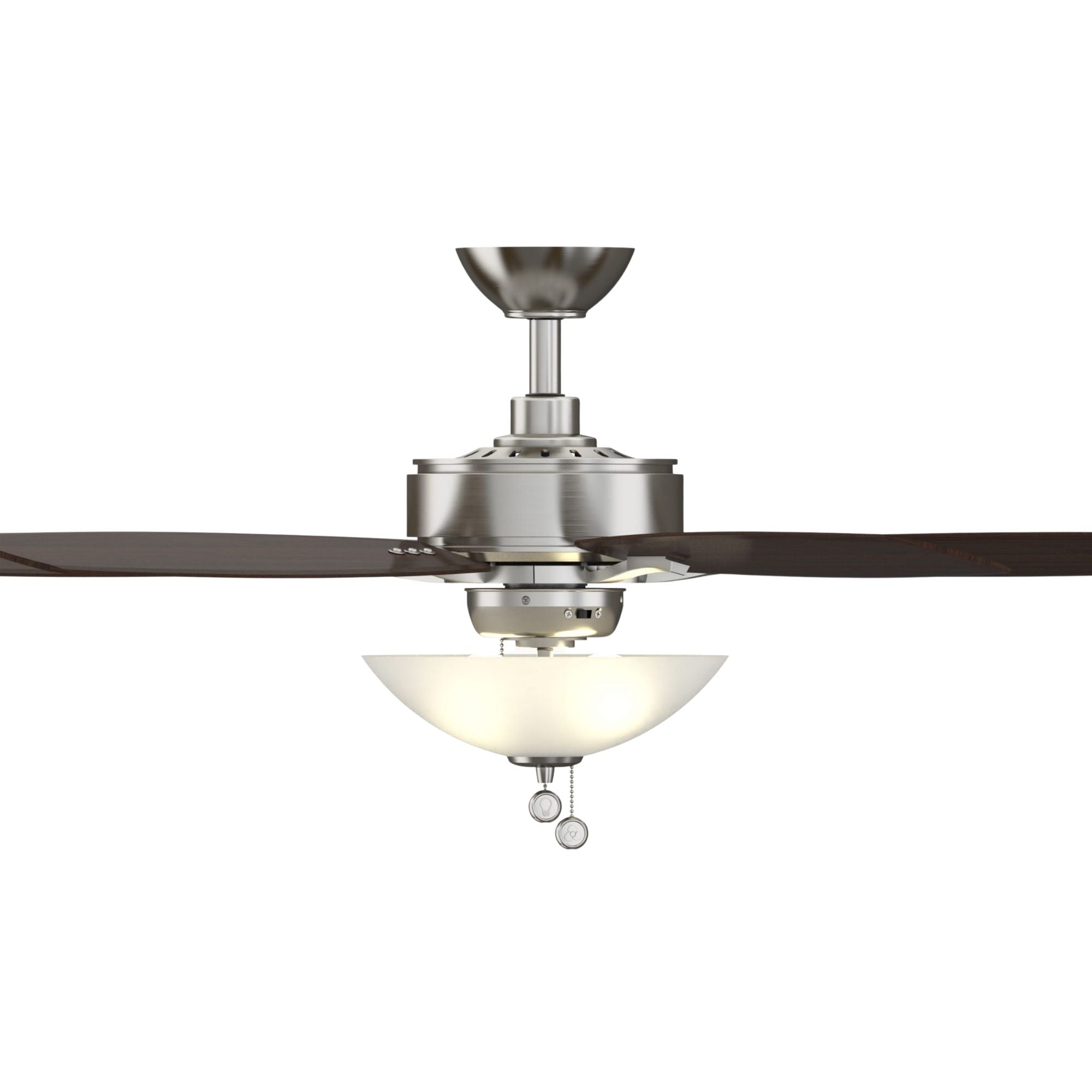 Aire Deluxe 52" Brushed Nickel Ceiling Fan with Light Kit and Pull Chain
