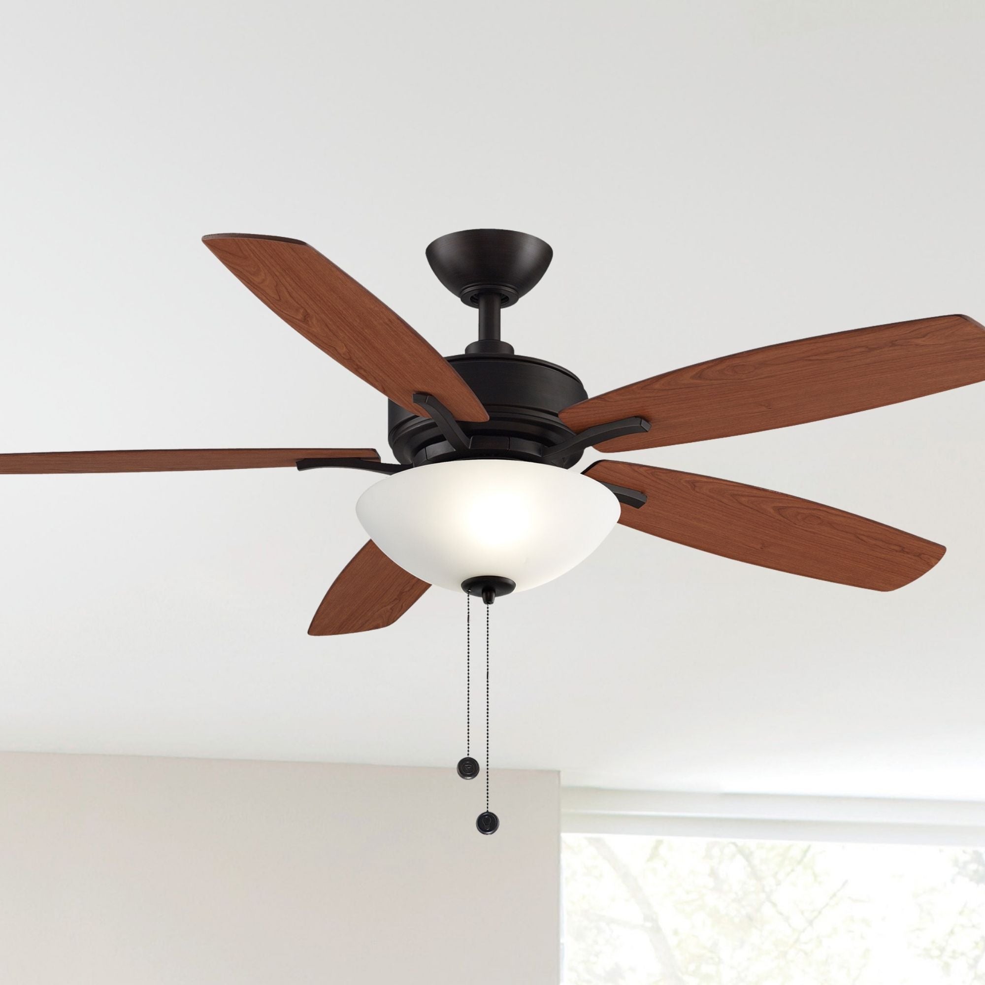 Aire Deluxe 52" Dark Bronze Ceiling Fan with Light Kit and Pull Chain