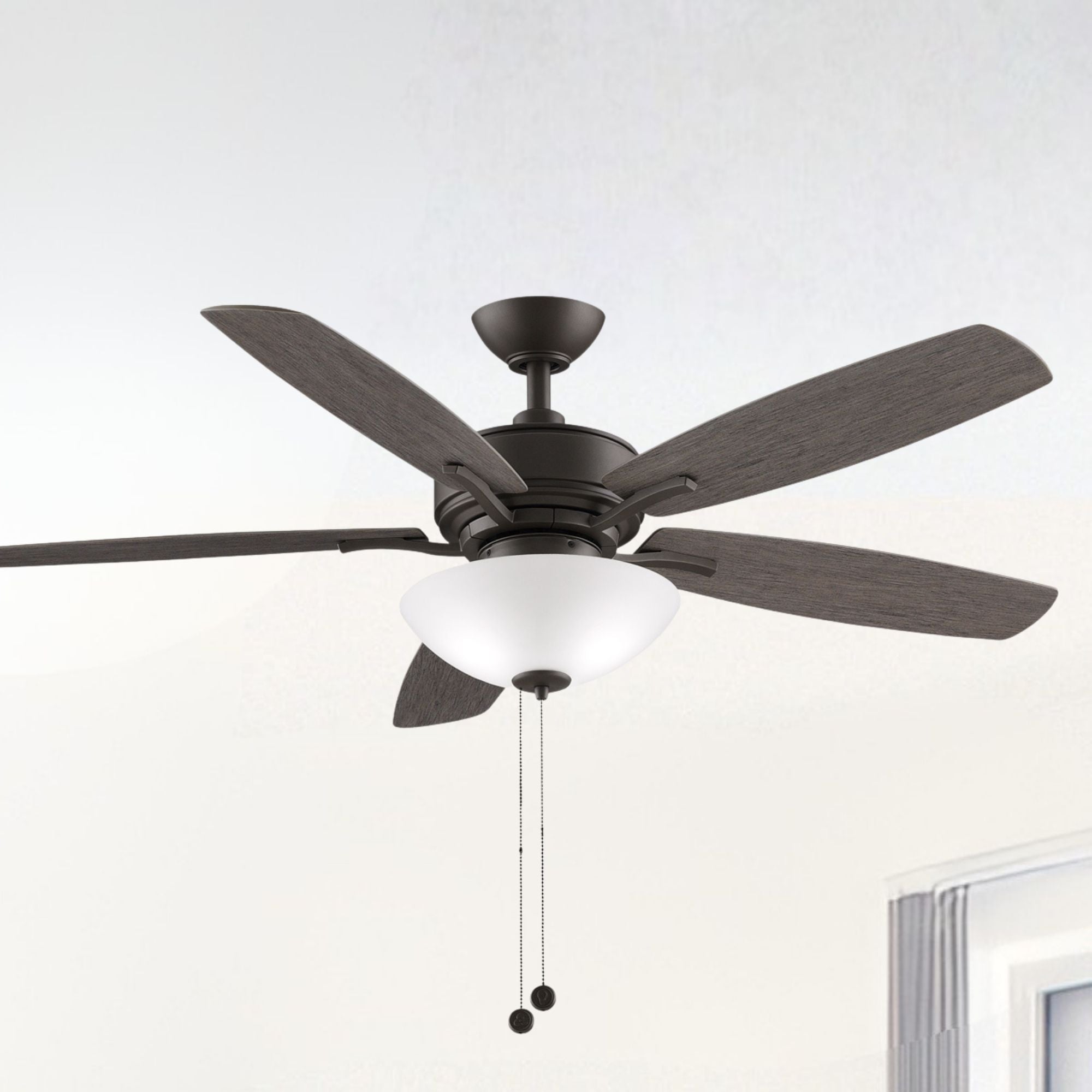 Aire Deluxe 52" Matte Greige Ceiling Fan with Light Kit and Pull Chain
