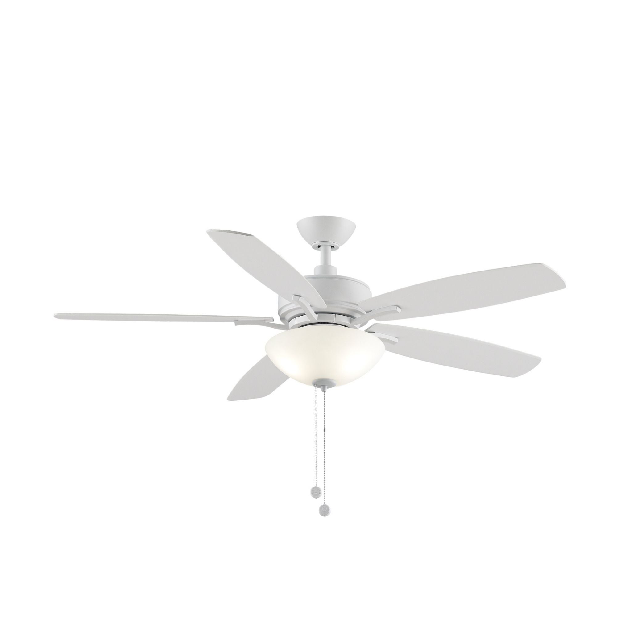Aire Deluxe 52" Matte White Ceiling Fan with Light Kit and Pull Chain