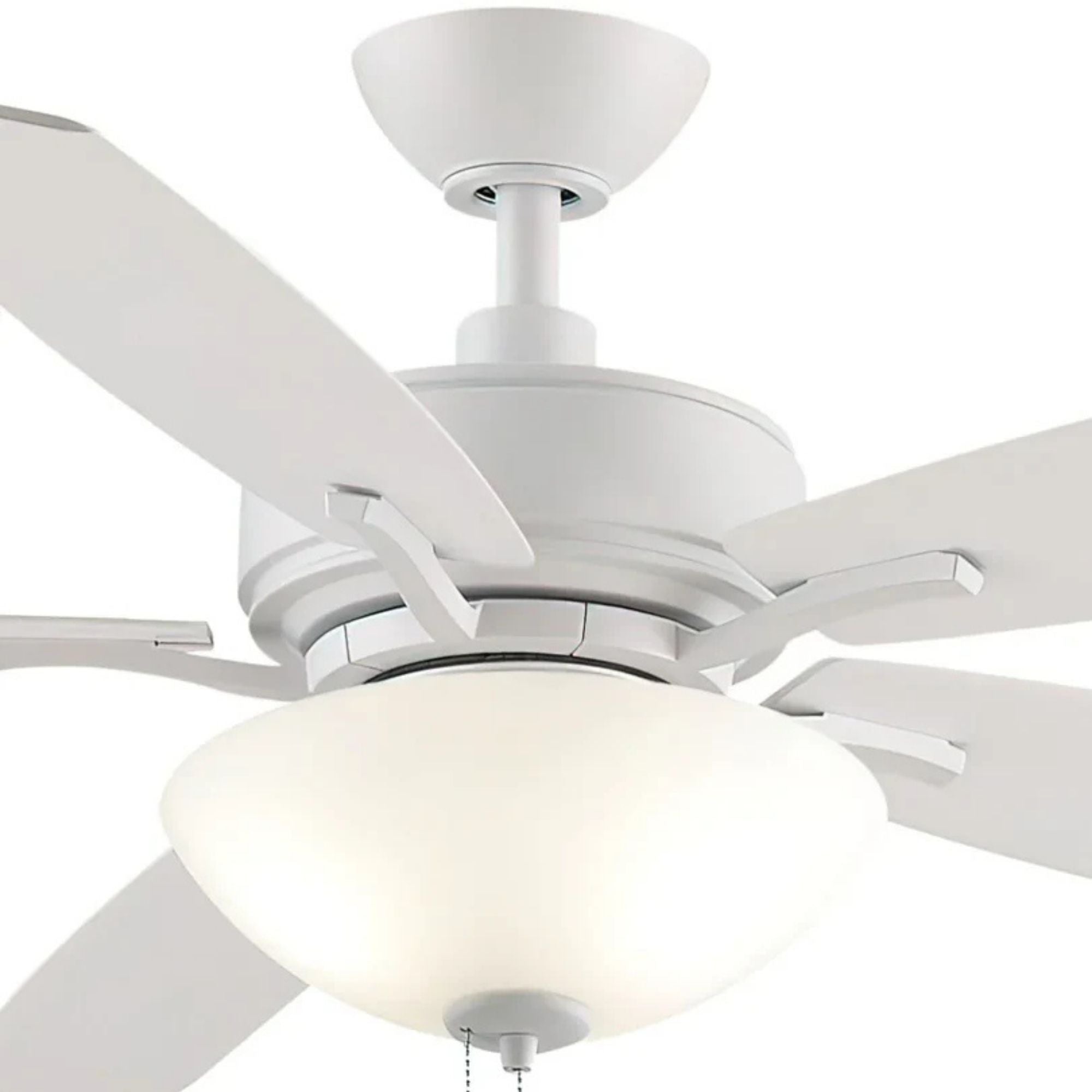 Aire Deluxe 52" Matte White Ceiling Fan with Light Kit and Pull Chain