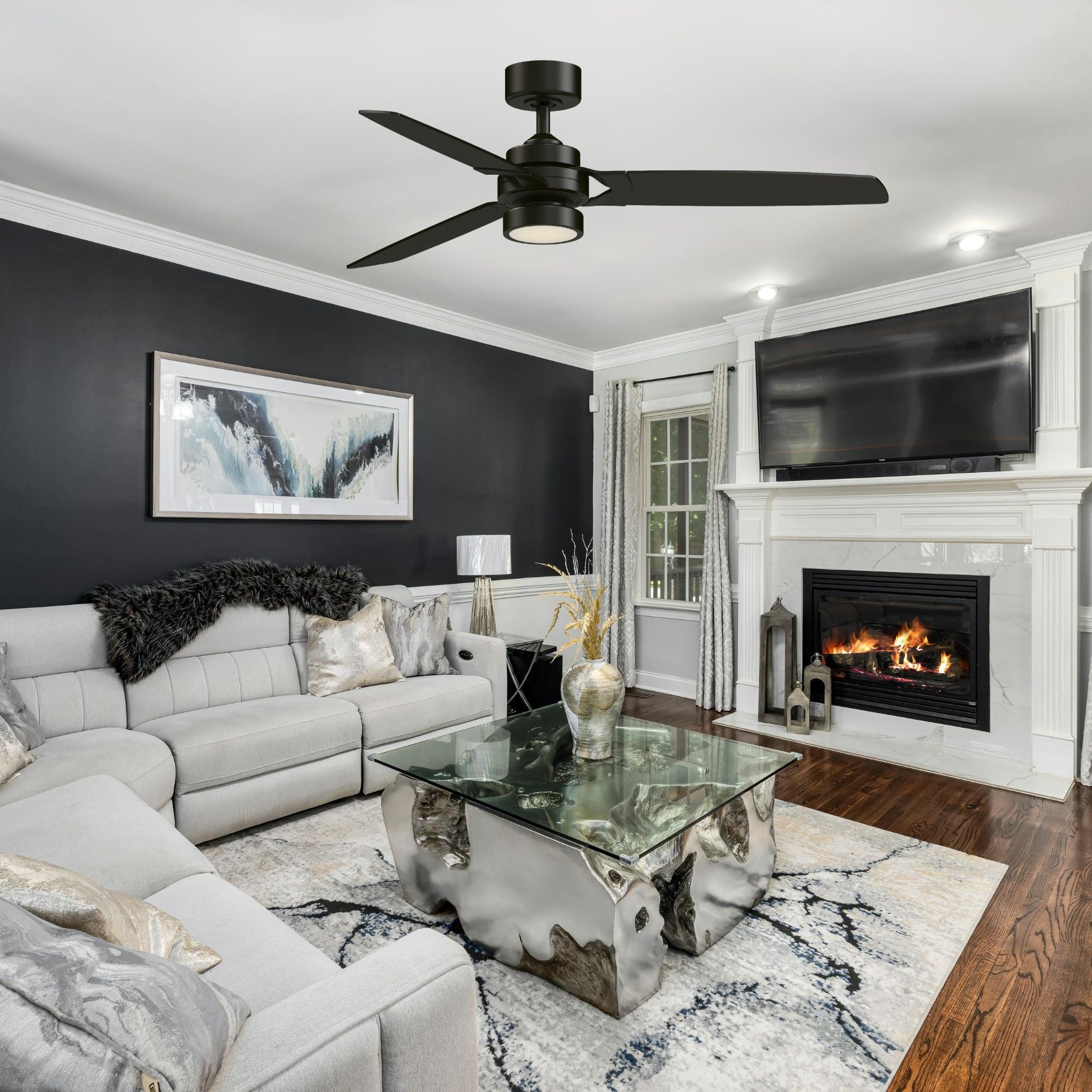 Amped 52" LED Ceiling Fan with Remote, Black