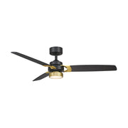 Amped 52" LED Ceiling Fan with Remote, Black and Brushed Brass