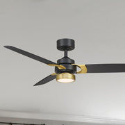 Amped 52" LED Ceiling Fan with Remote, Black and Brushed Brass