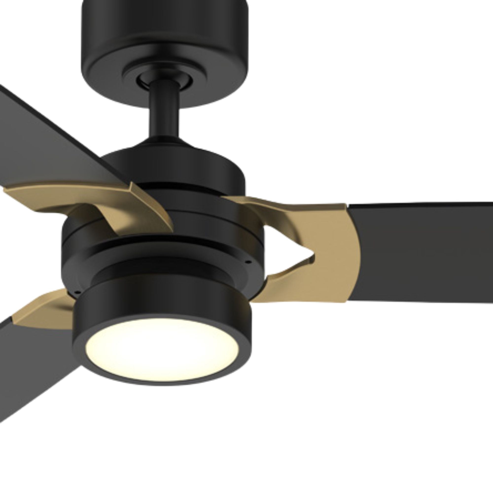 Amped 52" LED Ceiling Fan with Remote, Black and Brushed Brass