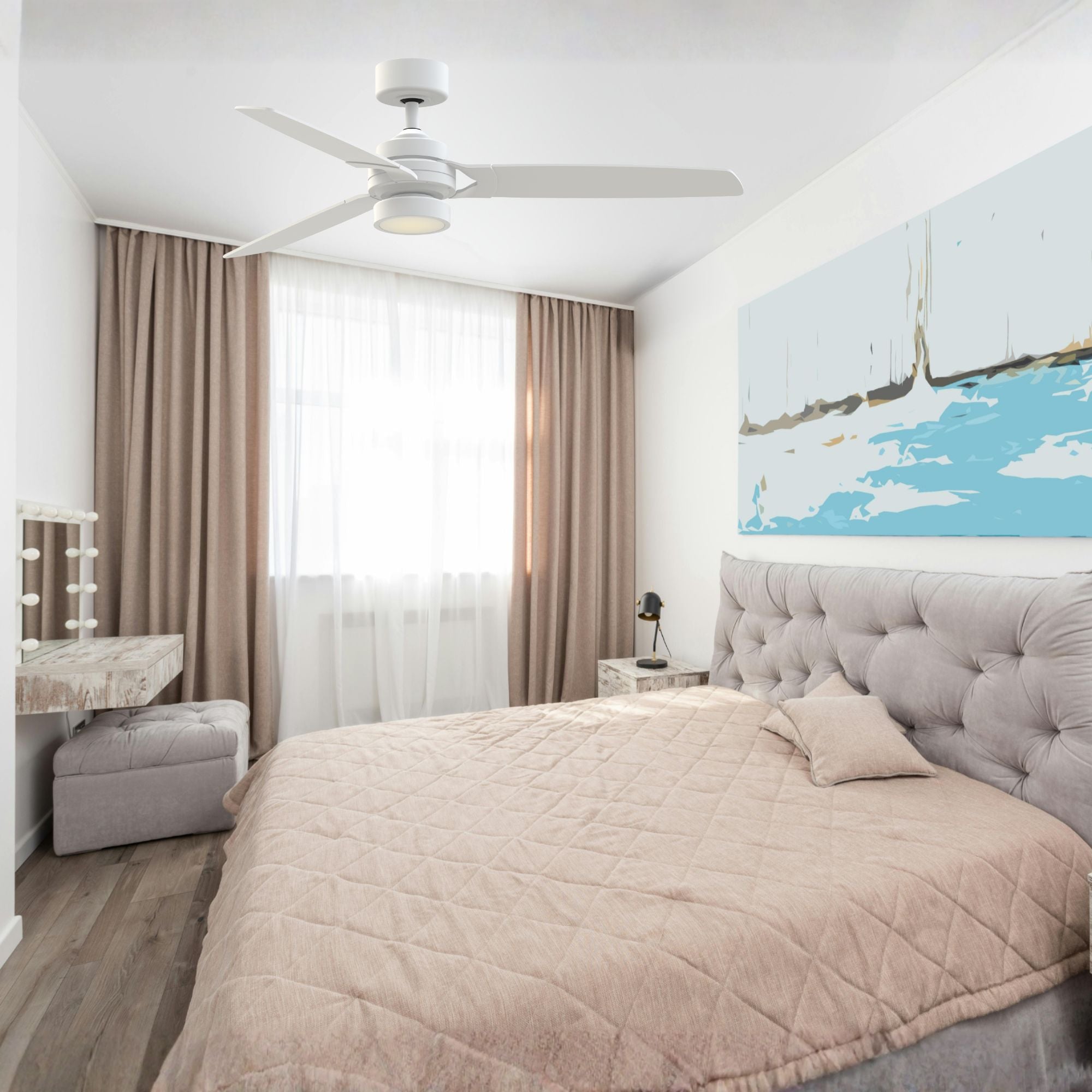 Amped 52" LED Ceiling Fan with Remote, Matte White