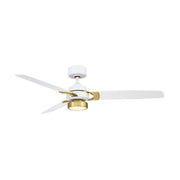 Amped 52" LED Ceiling Fan with Remote, Matte White and Brushed Brass