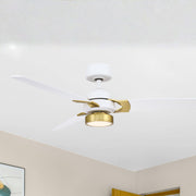 Amped 52" LED Ceiling Fan with Remote, Matte White and Brushed Brass