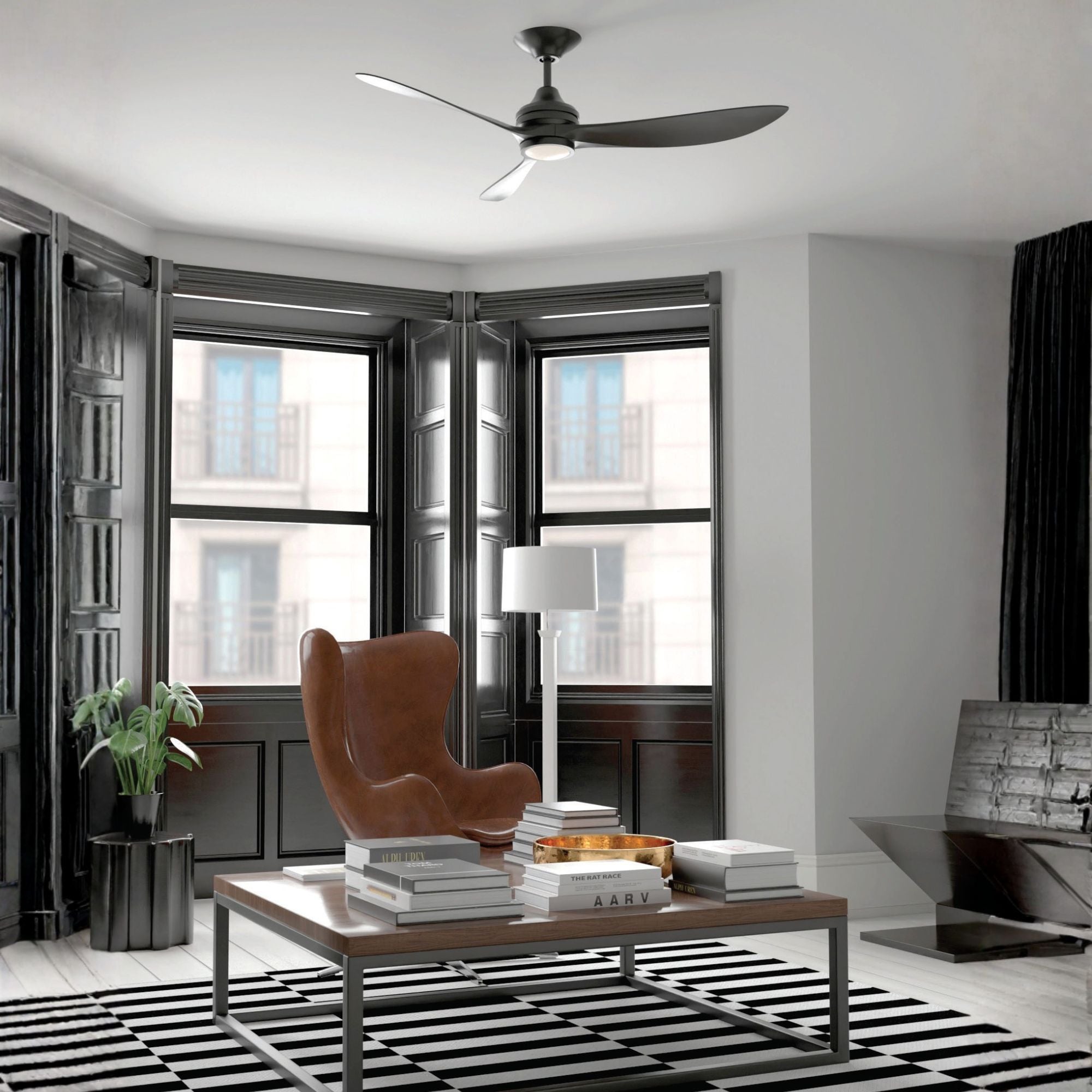 Aviara 60" Black Ceiling Fan with LED CCT Select Light Kit