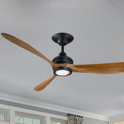 Aviara 60" Black and Koa Ceiling Fan with LED CCT Select Light Kit