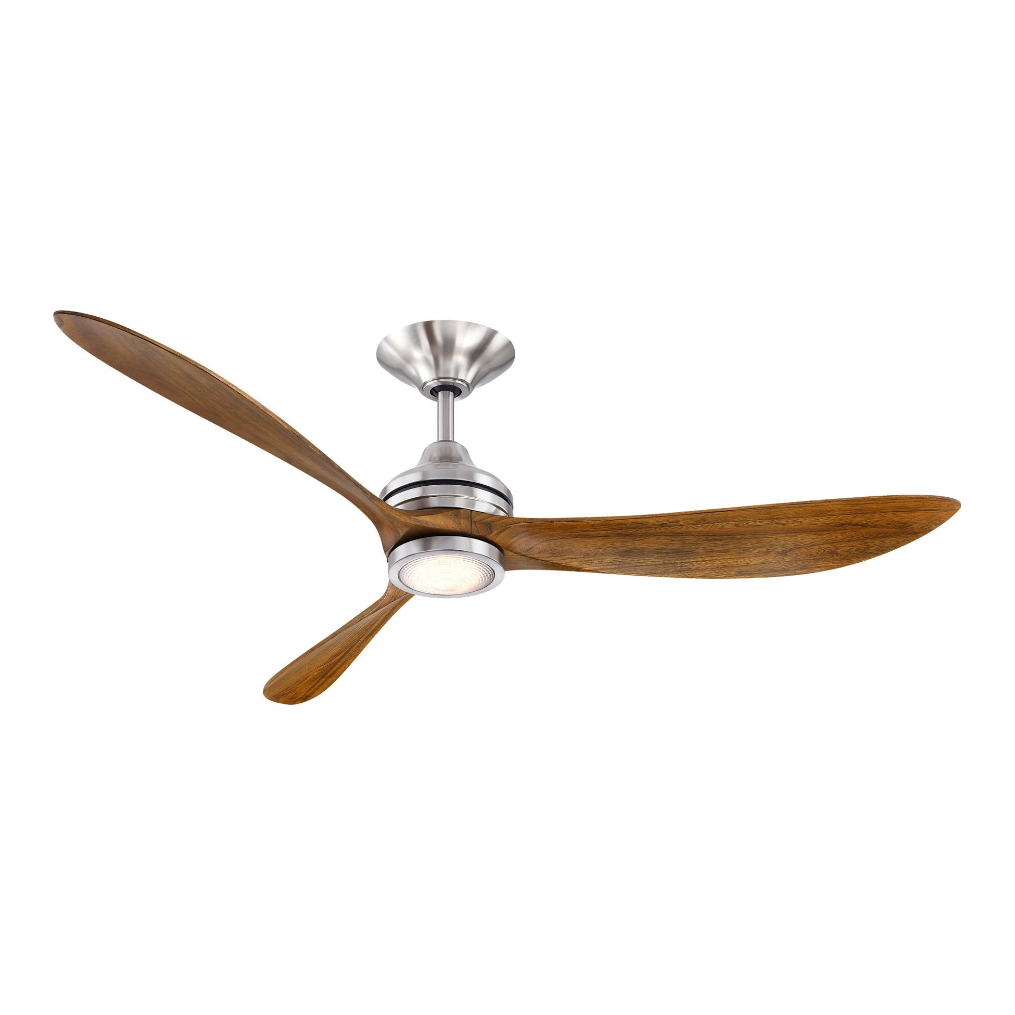 Aviara 60" Nickel and Koa Ceiling Fan with LED CCT Select Light Kit